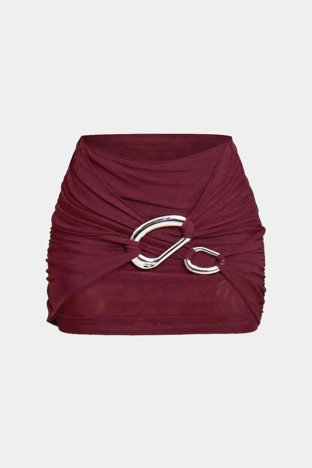 Ruched Asymmetrical Metallic Decor Mini Skirt - Weenar