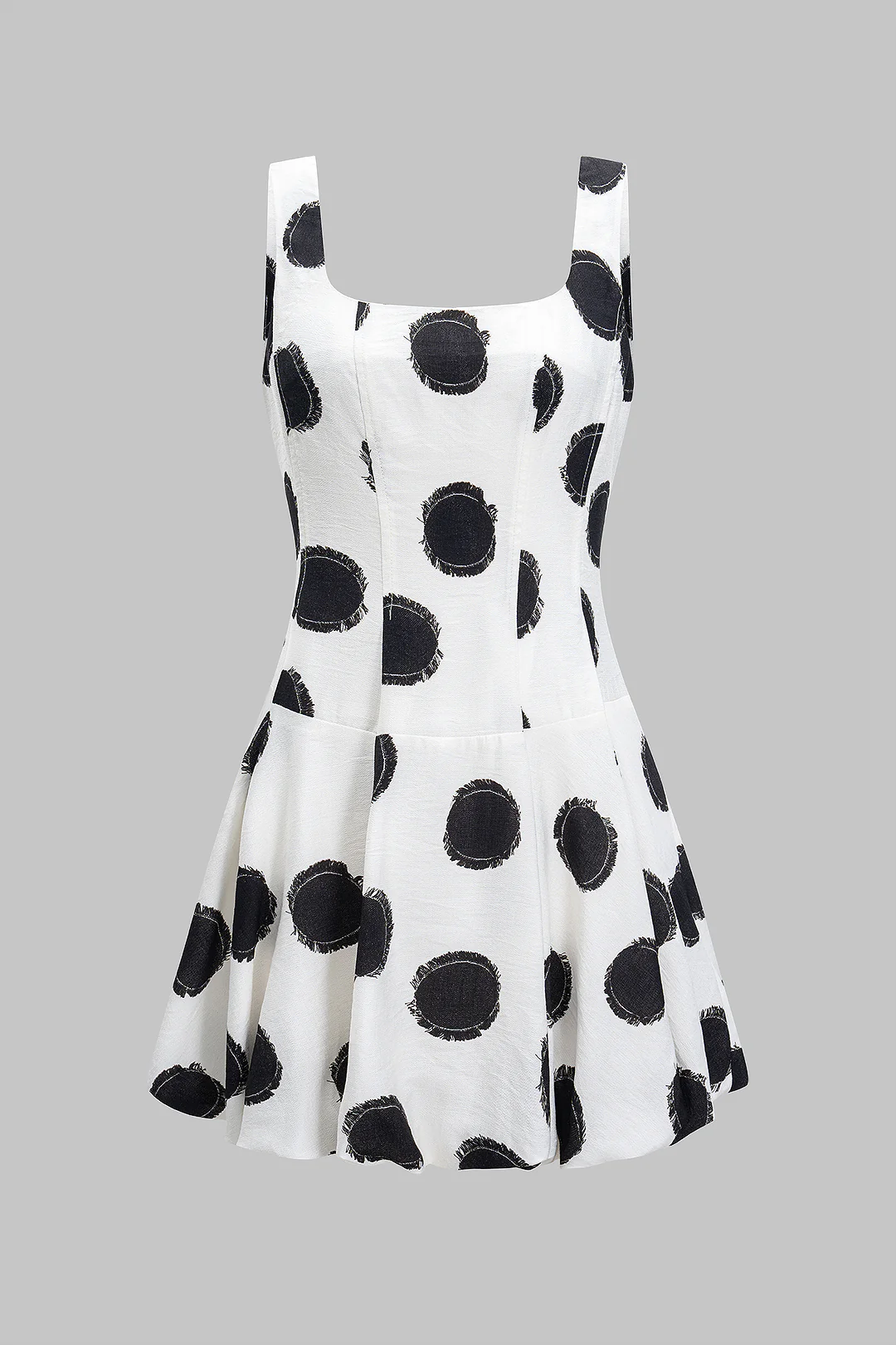 Polka Dots Print V-Neck Sleeveless Mini Dress - Weenar