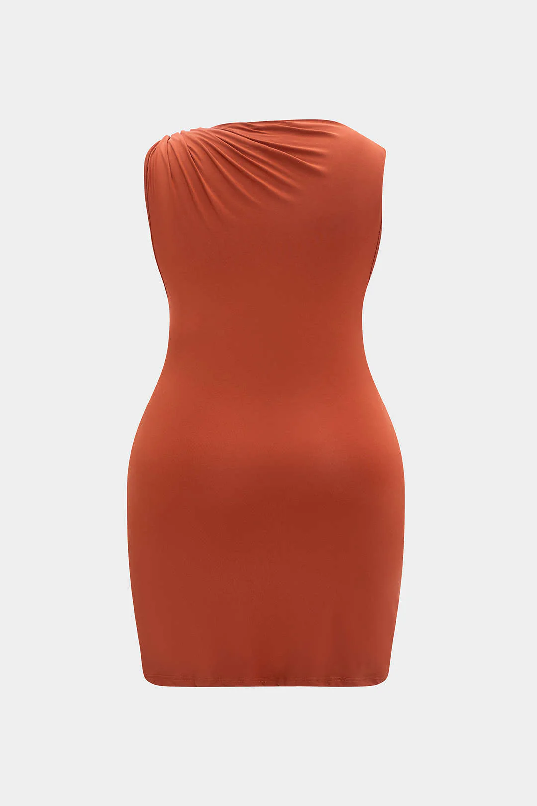 Plus Size Ruched Metallic Decor Sleeveless Mini Dress - Weenar