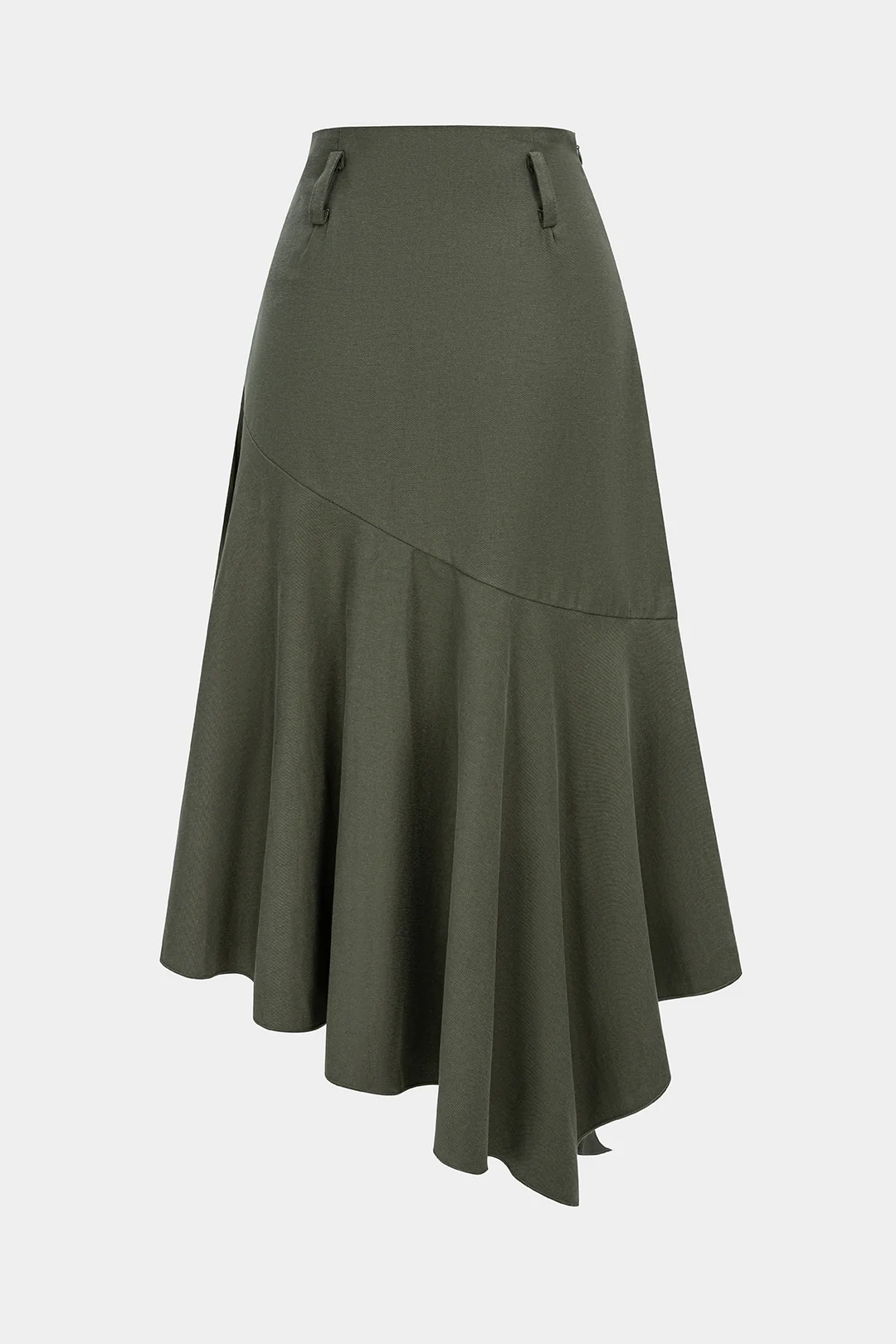 Solid High Waist Irregular Hem Skirt - Weenar