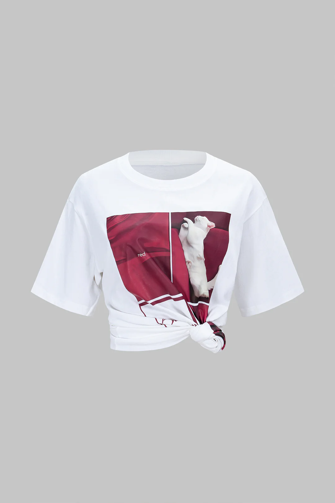 Geometric Print Round Neck Short Sleeve T-Shirt - Weenar