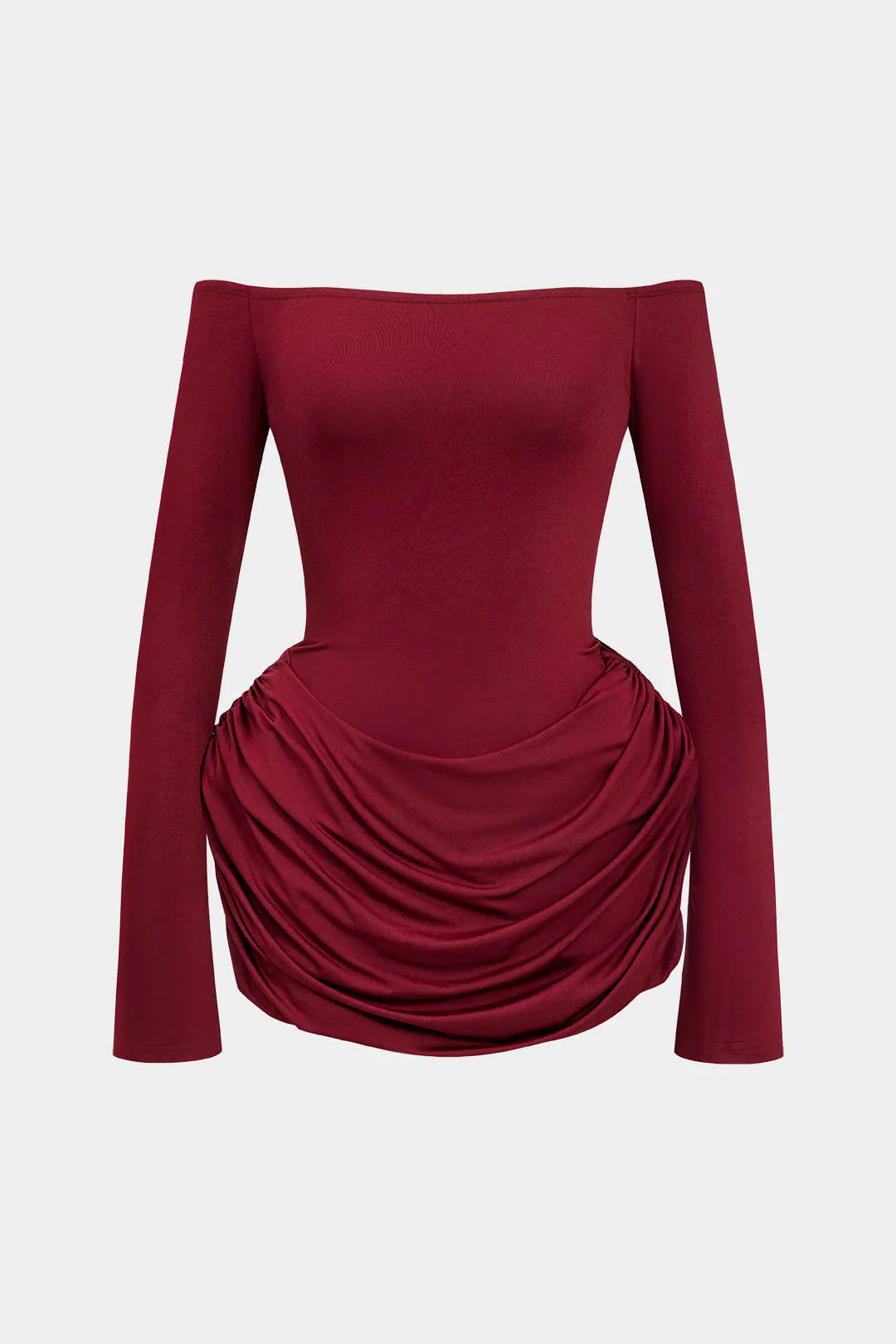 Ruched Off Shoulder Mini Dress - Weenar
