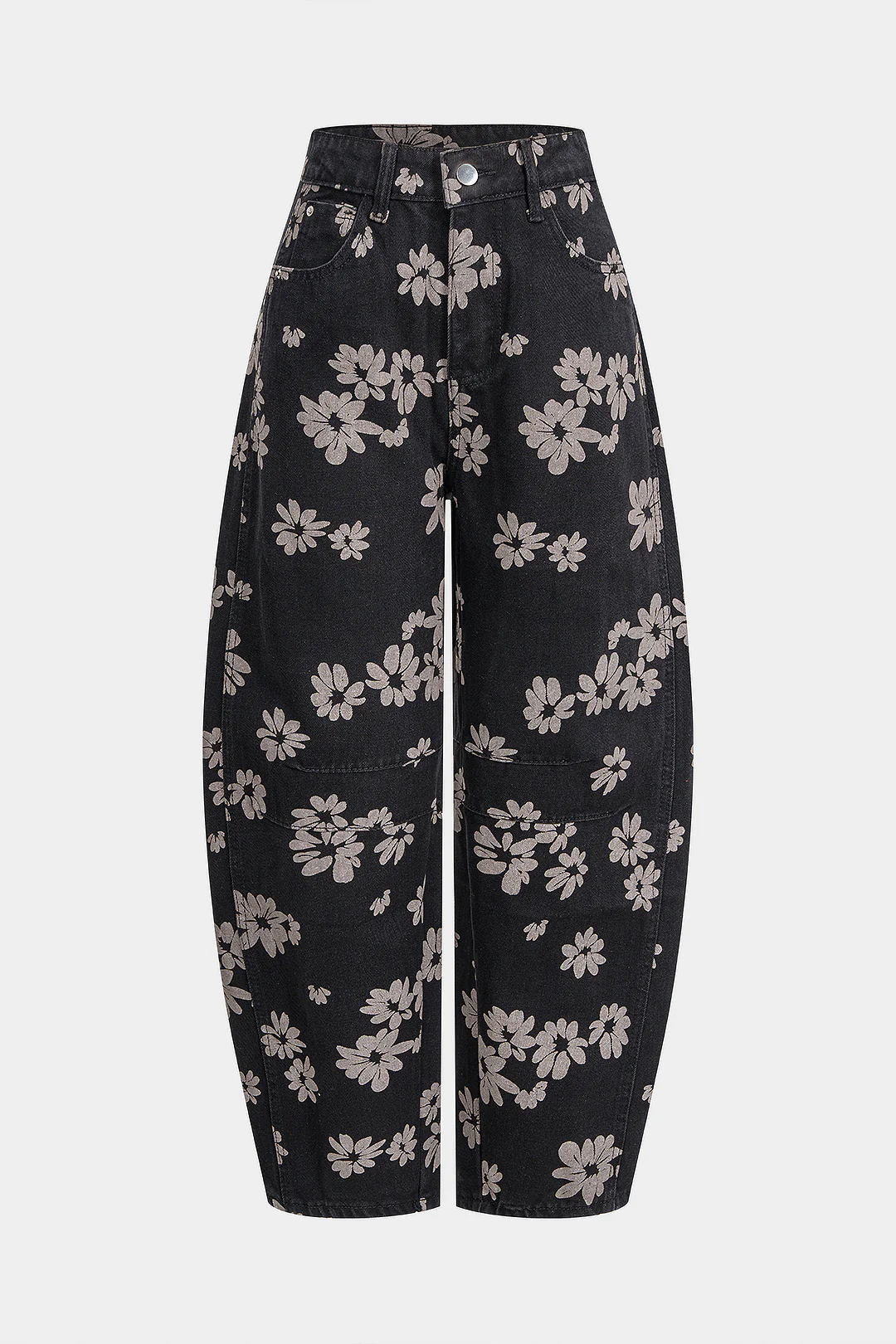 Denim Floral Print High Waist Jeans - Weenar