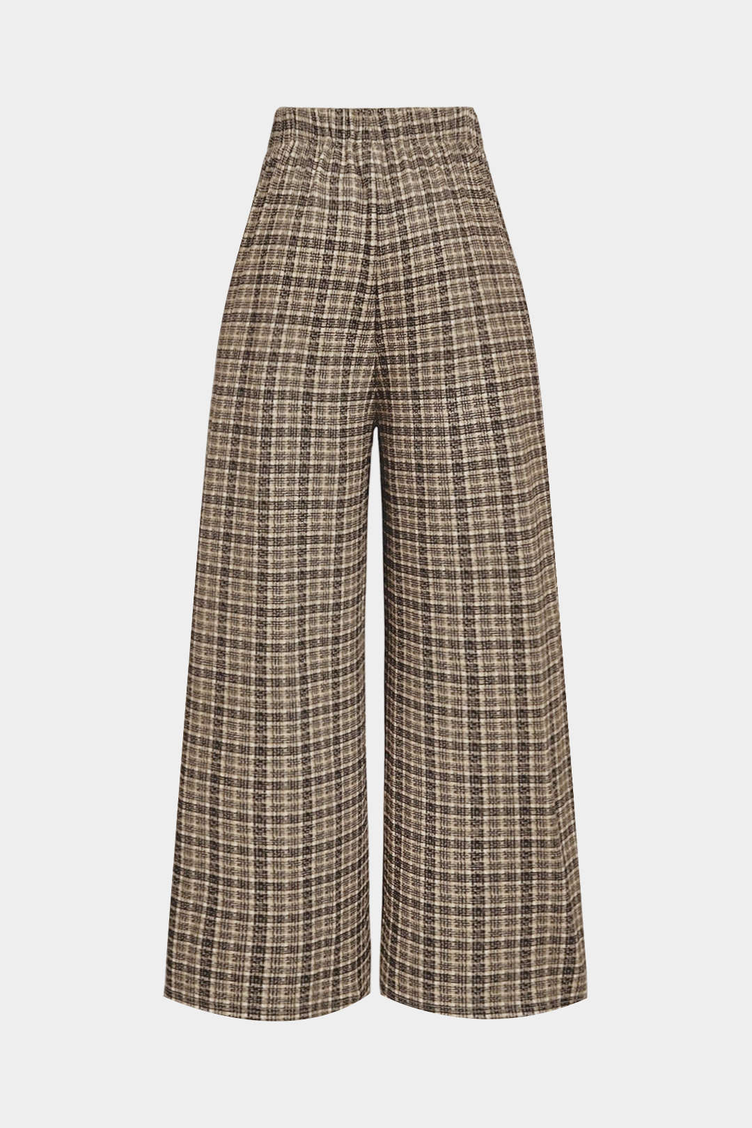 Plaid Print Double Breasted High Waist Pants - Weenar