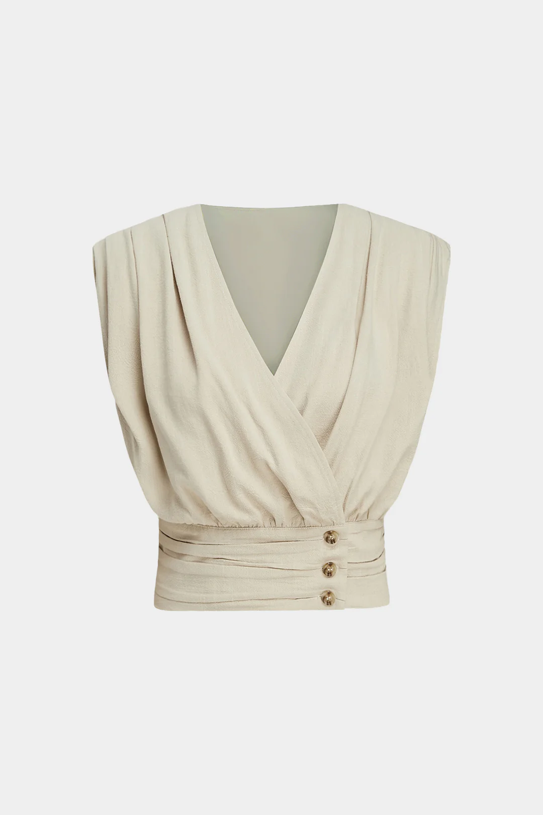 V-Neck Ruched Button Tank Top - Weenar