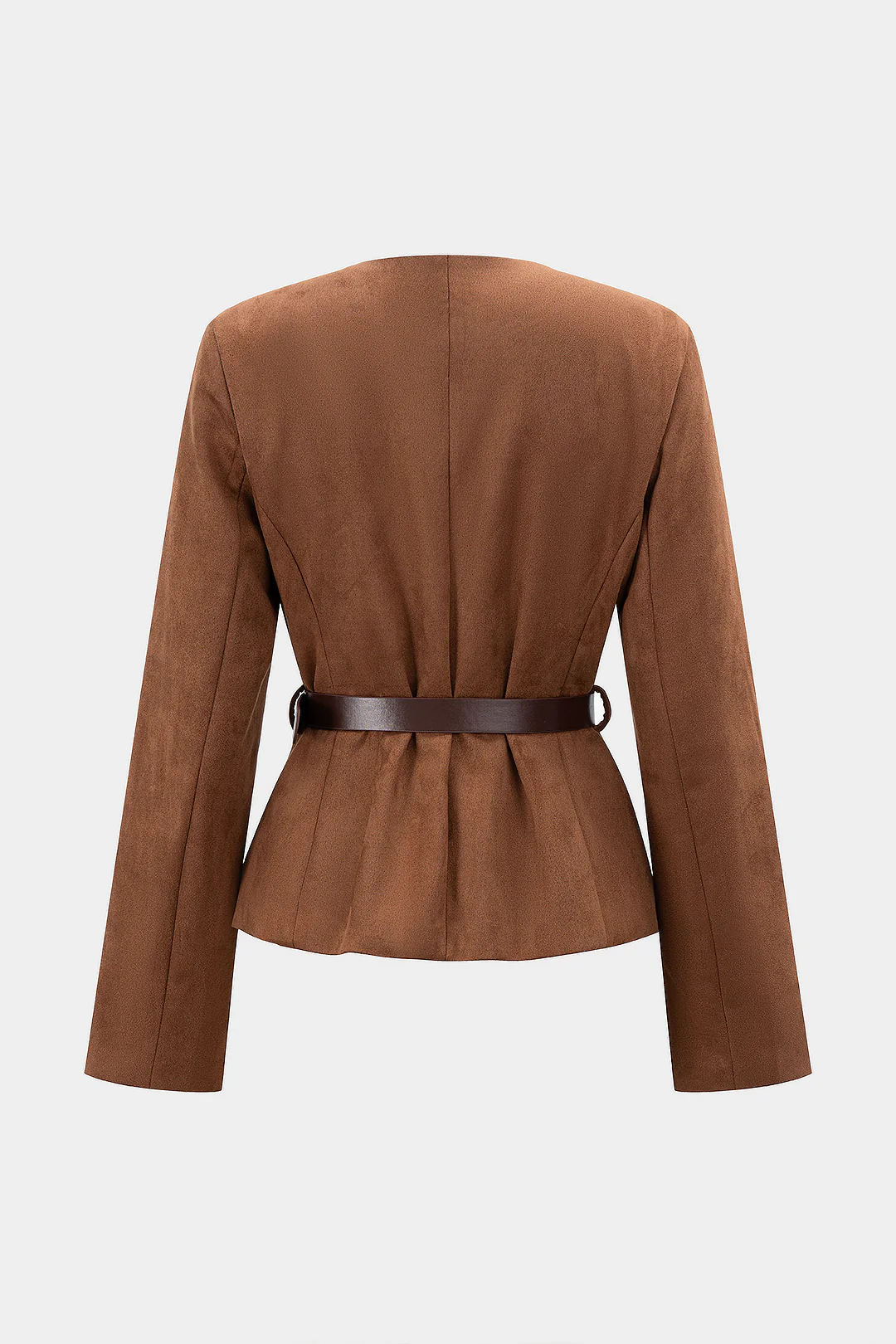 Suede Metallic Button Belted Jacket - Weenar