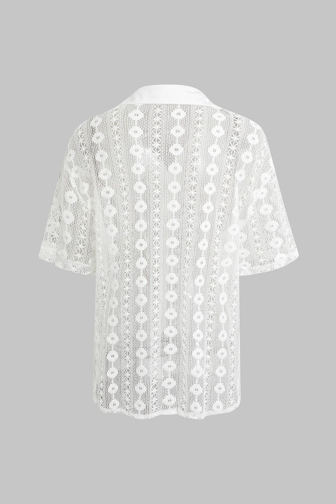 Lace Patchwork Cut Out Short Sleeve Top - Weenar