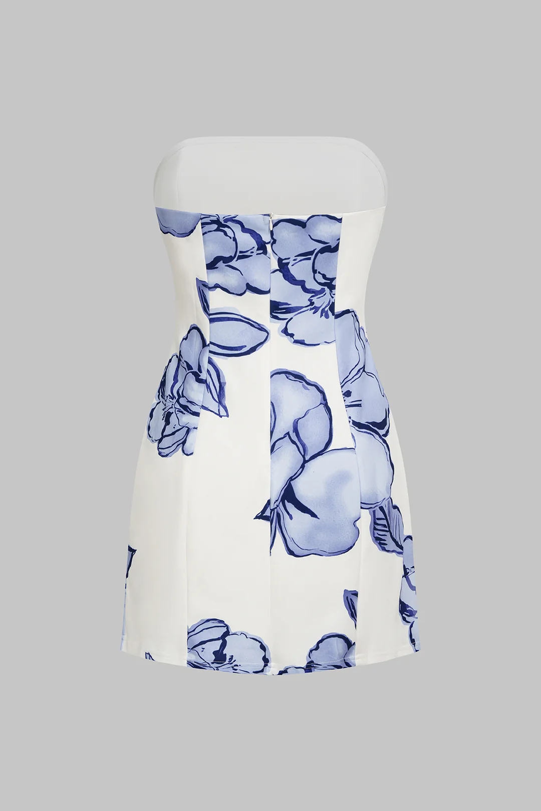 Floral Print Satin Strapless Sleeveless Mini Dress - Weenar