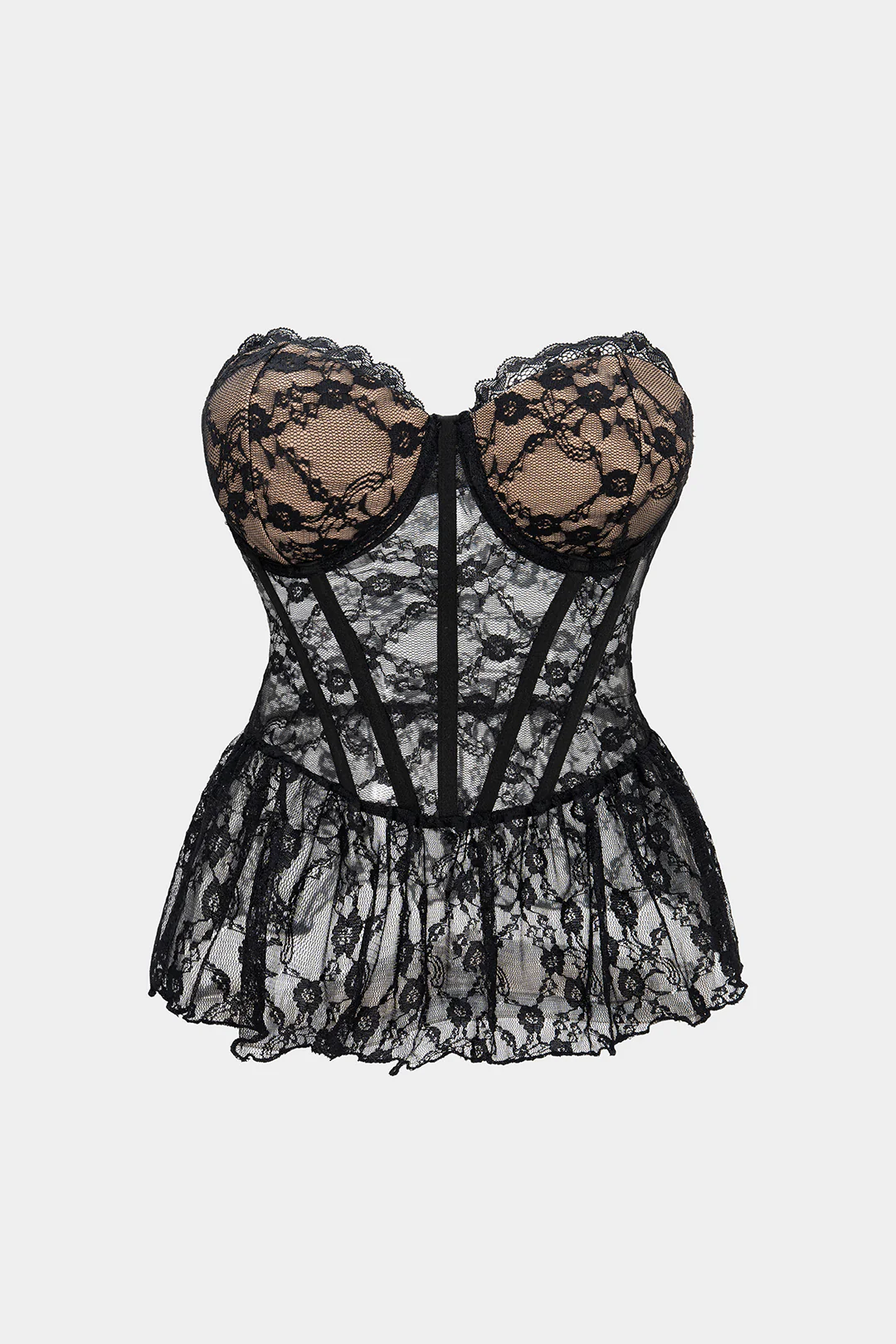Sheer Lace Corset Tube Top - Weenar