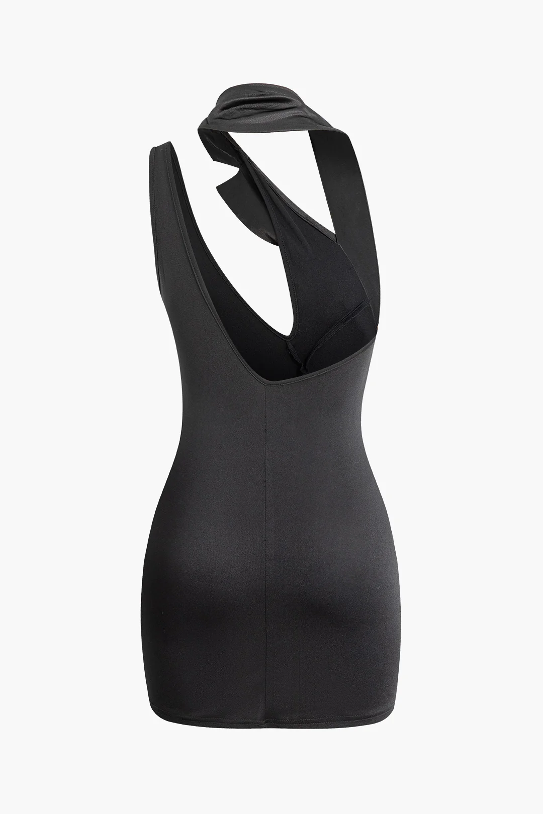 Satin Asymmetrical Cut Out Sleeveless Mini Dress - Weenar