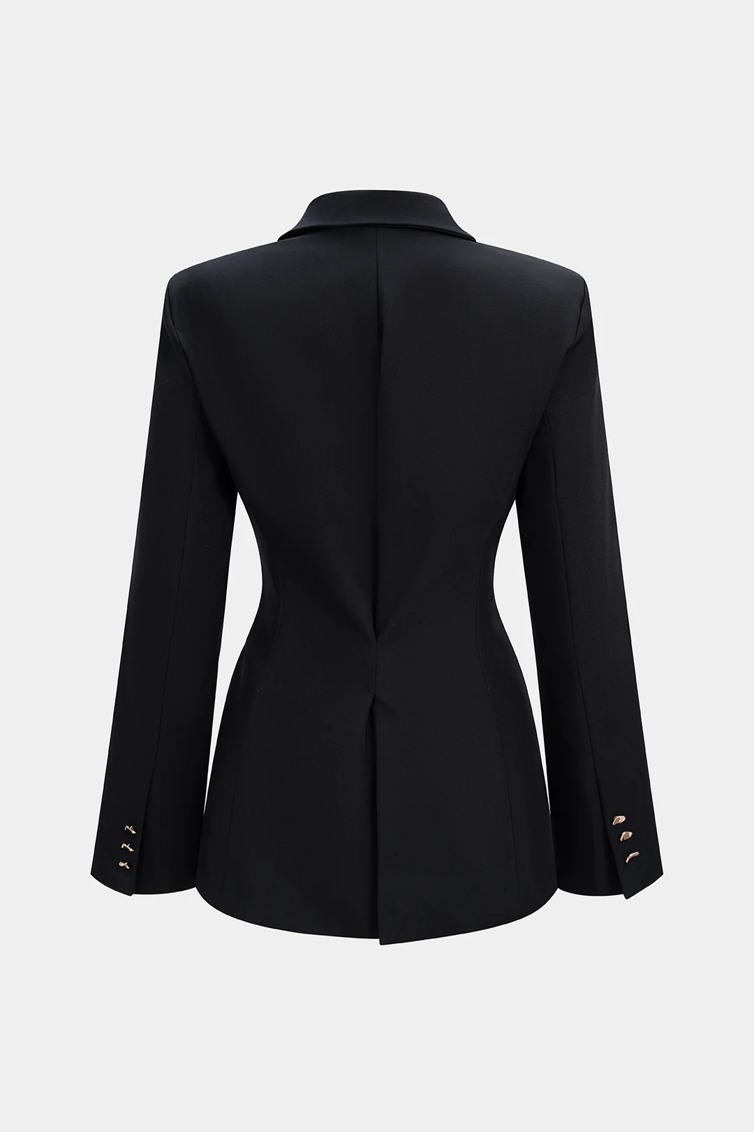 Notched Lapel Metallic Decor Ruched Asymmetrical Blazer - Weenar