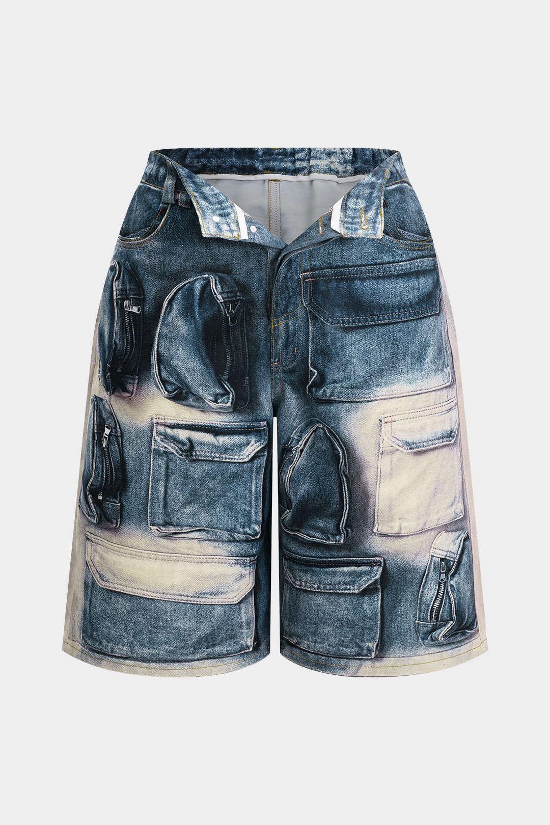 Plus Size Pocket Printed High Waist Shorts - Weenar