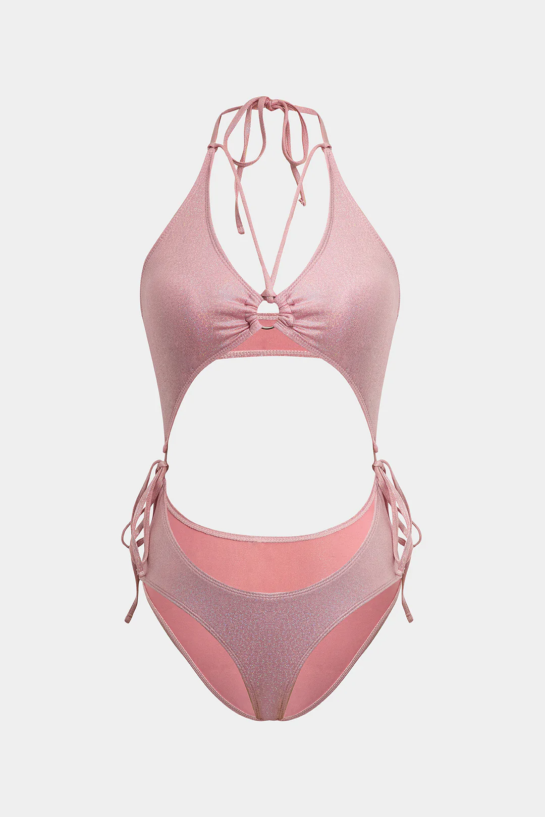 Halter Neck Tie-Up Cut Out Bikini Set - Weenar