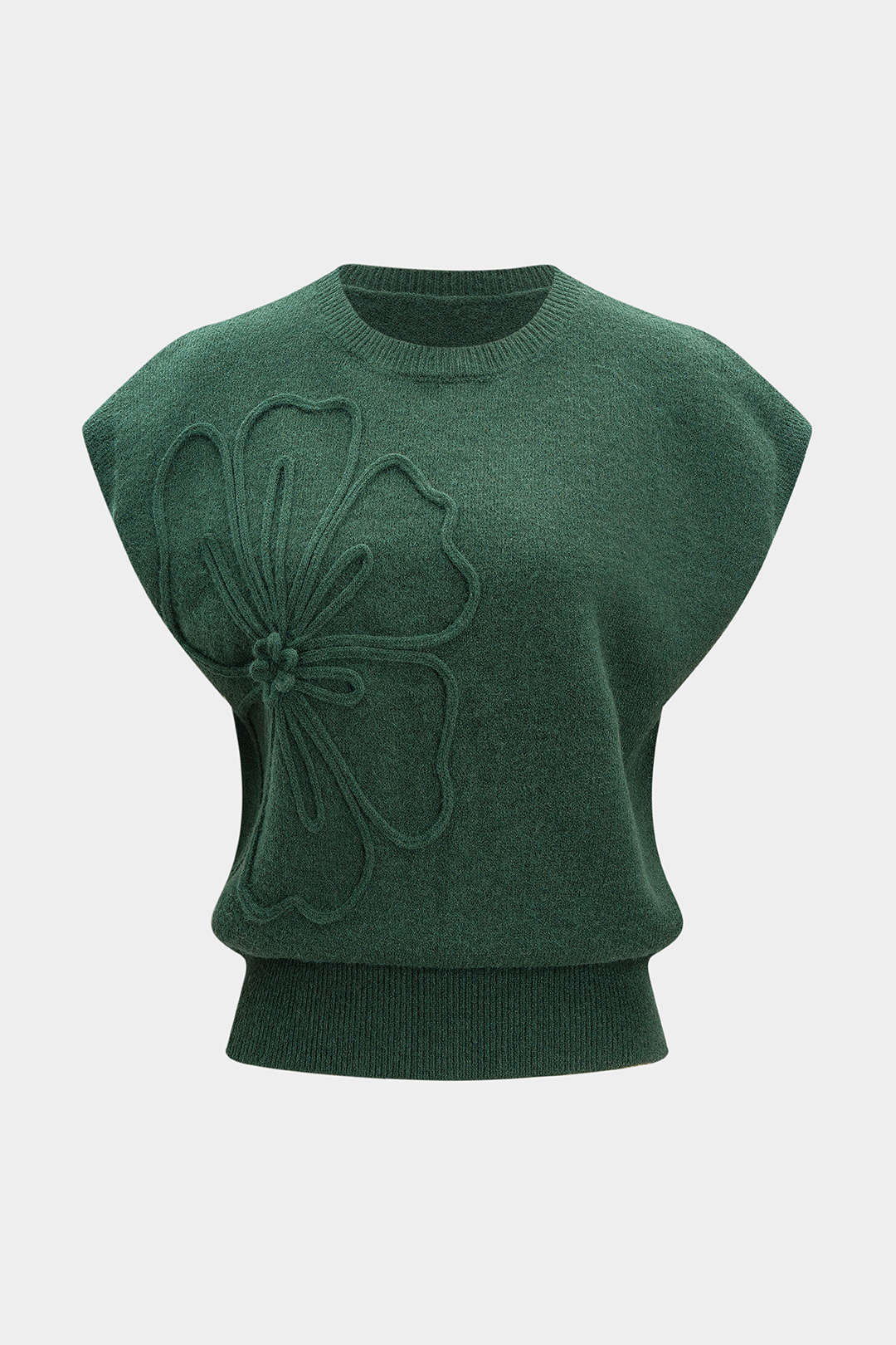 Knit 3D Flower Embroidery Tank Top - Weenar