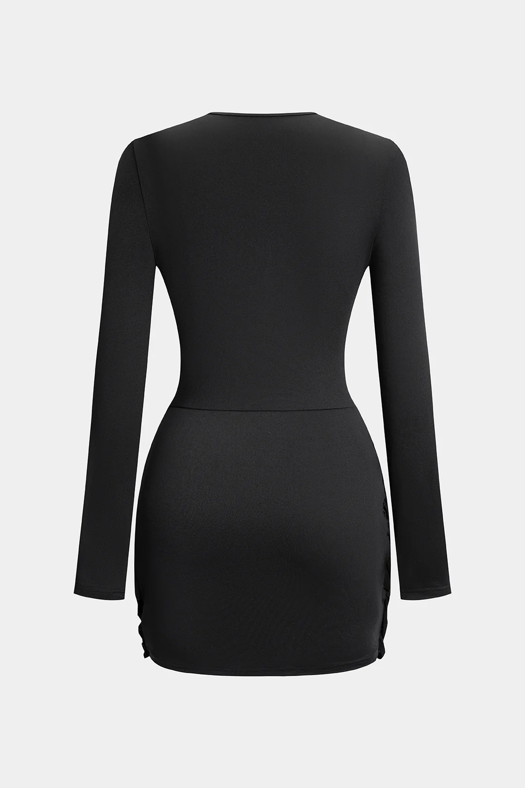 Metallic Decor Cut Out Long Sleeve Mini Dress - Weenar