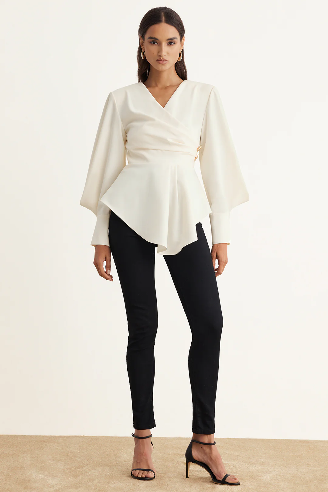 Asymmetrical Zipper Ruched Long-Sleeve Shirt - Weenar