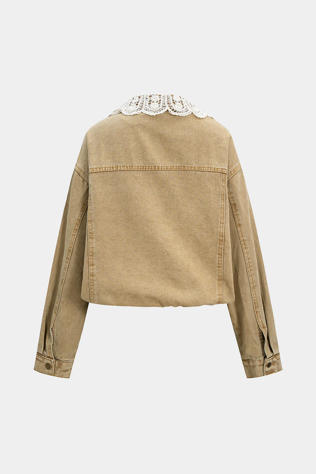 Denim Patchwork Drawstring Outerwear - Weenar