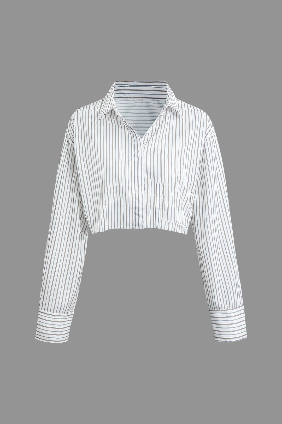 Solid Stripes Print V-Neck Long-Sleeve Shirt - Weenar