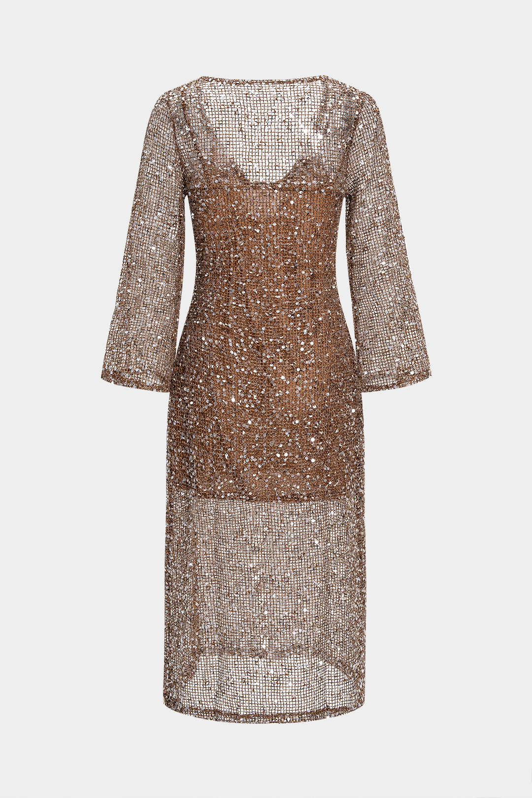 Sequin Cut Out Long Sleeve Maxi Dress - Weenar