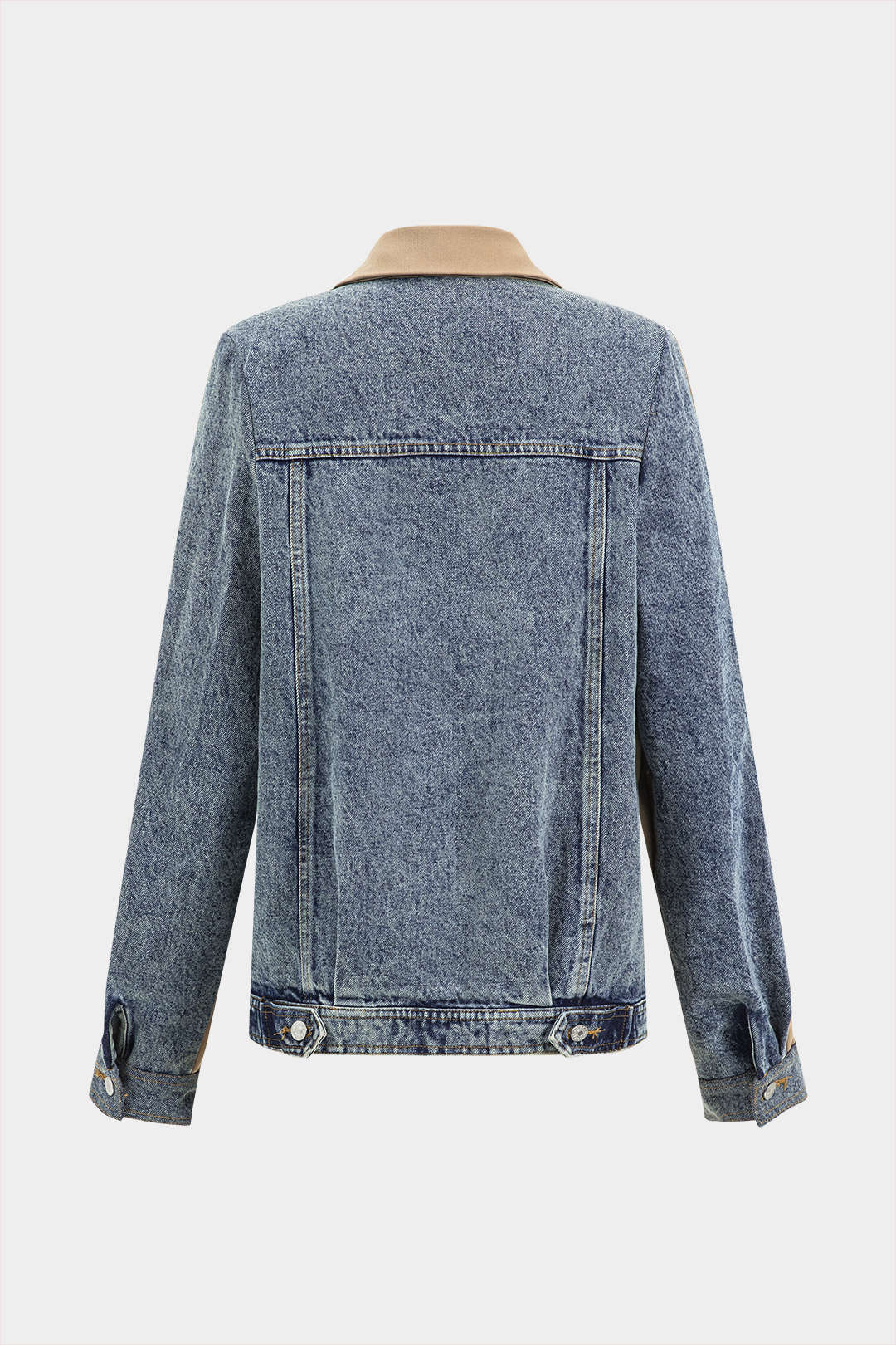 Notched Lapel Denim Patchwork Blazer - Weenar