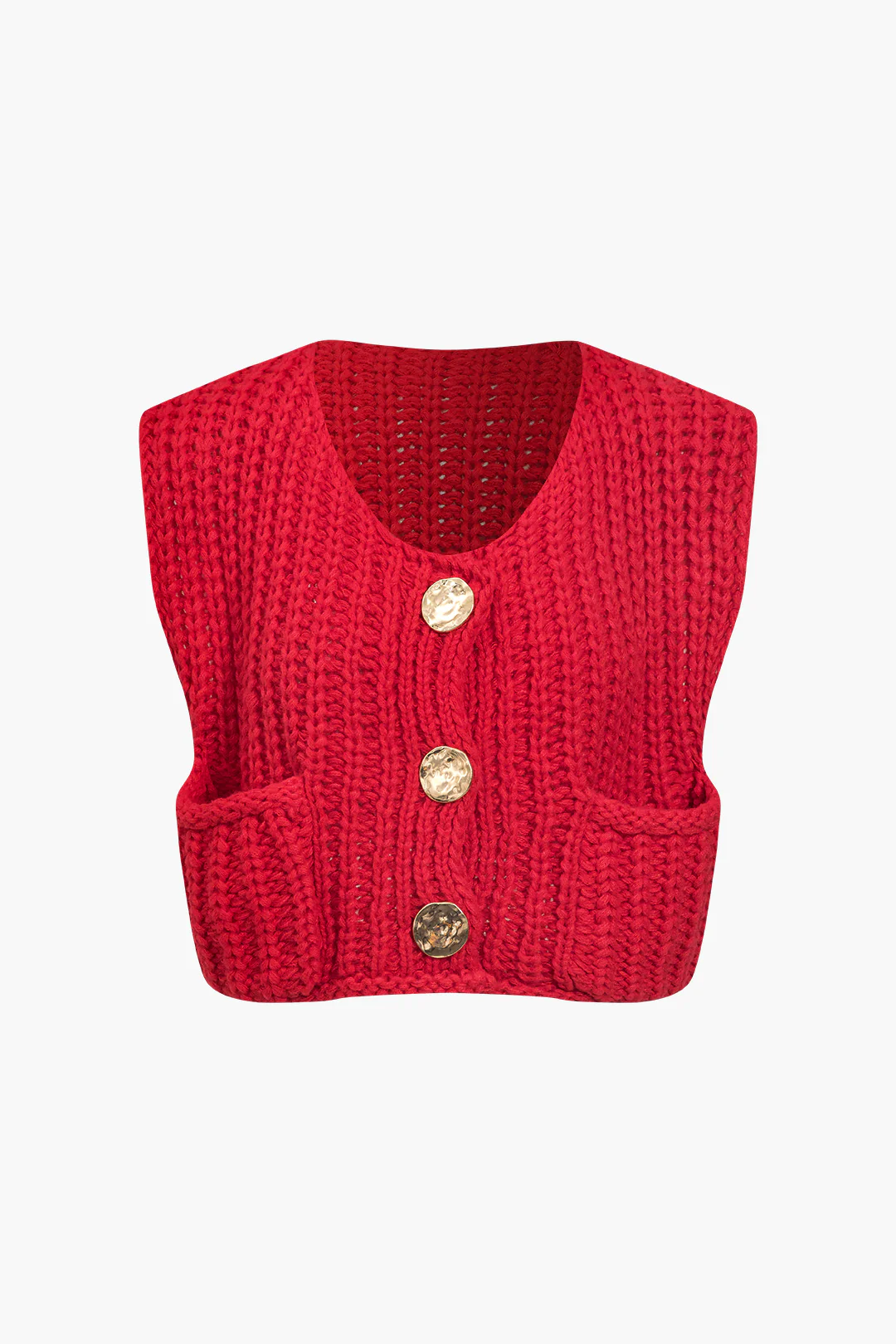 Solid Knit Button Up Vest - Weenar