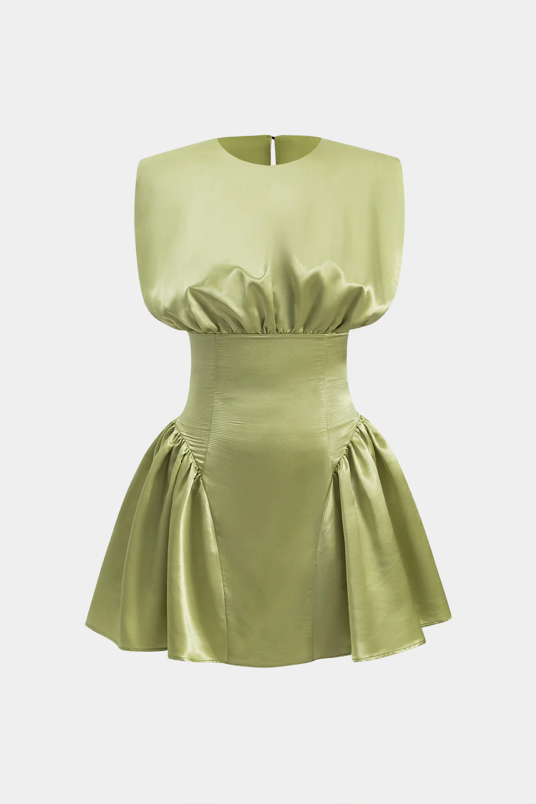 Satin Ruched Zipper Corset Mini Dress - Weenar