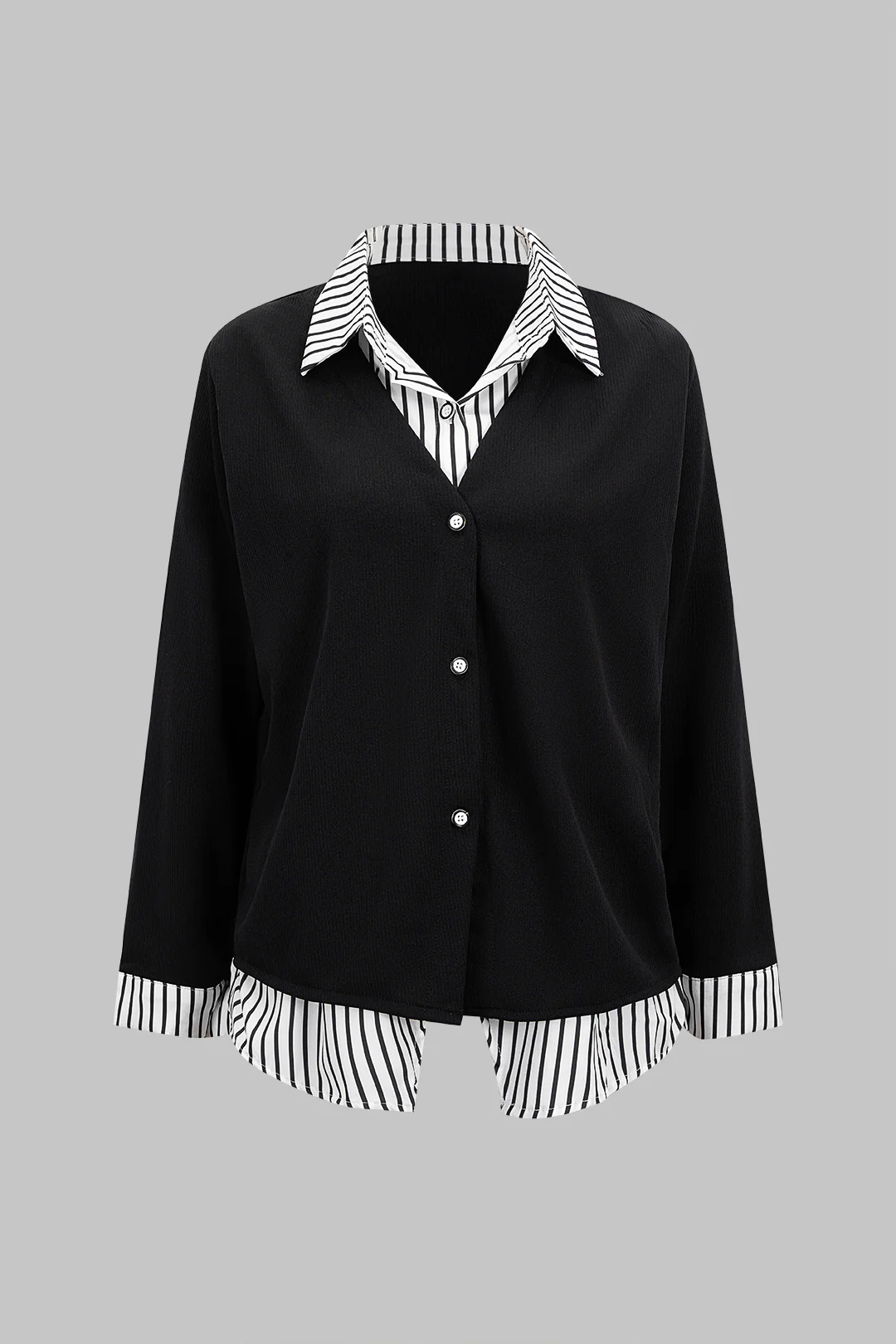 Knit Striped Patchwork Long-Sleeve Top - Weenar