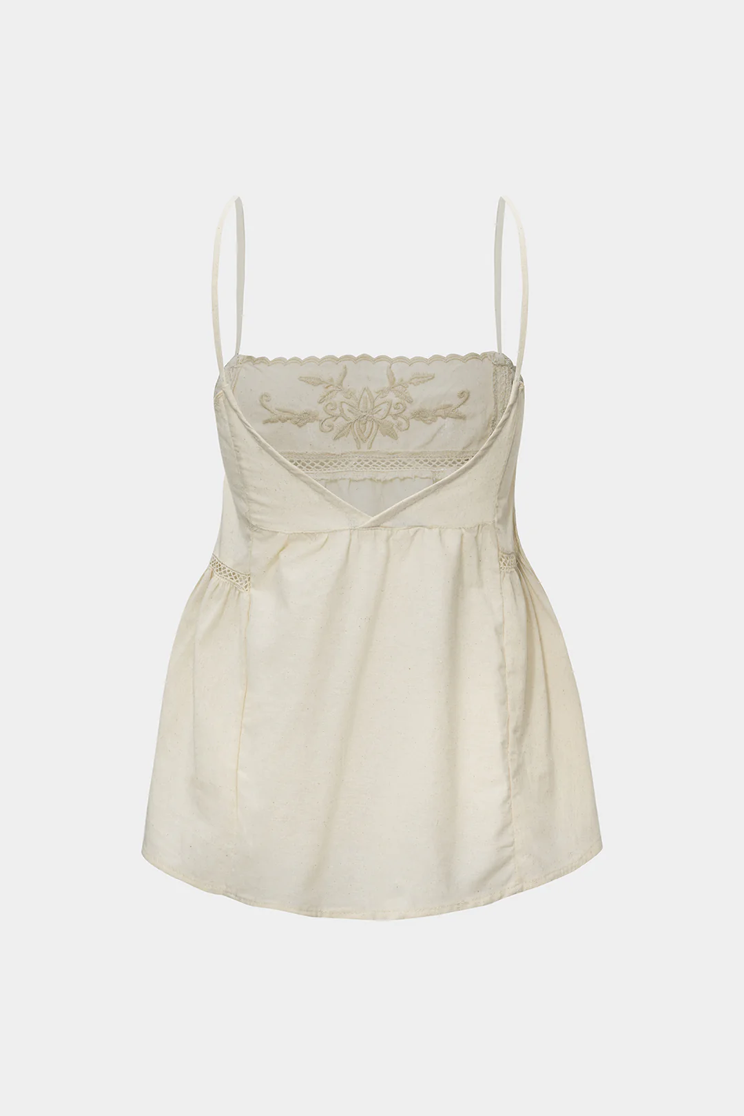 Embroidery Print Ruched Backless Cami Top - Weenar
