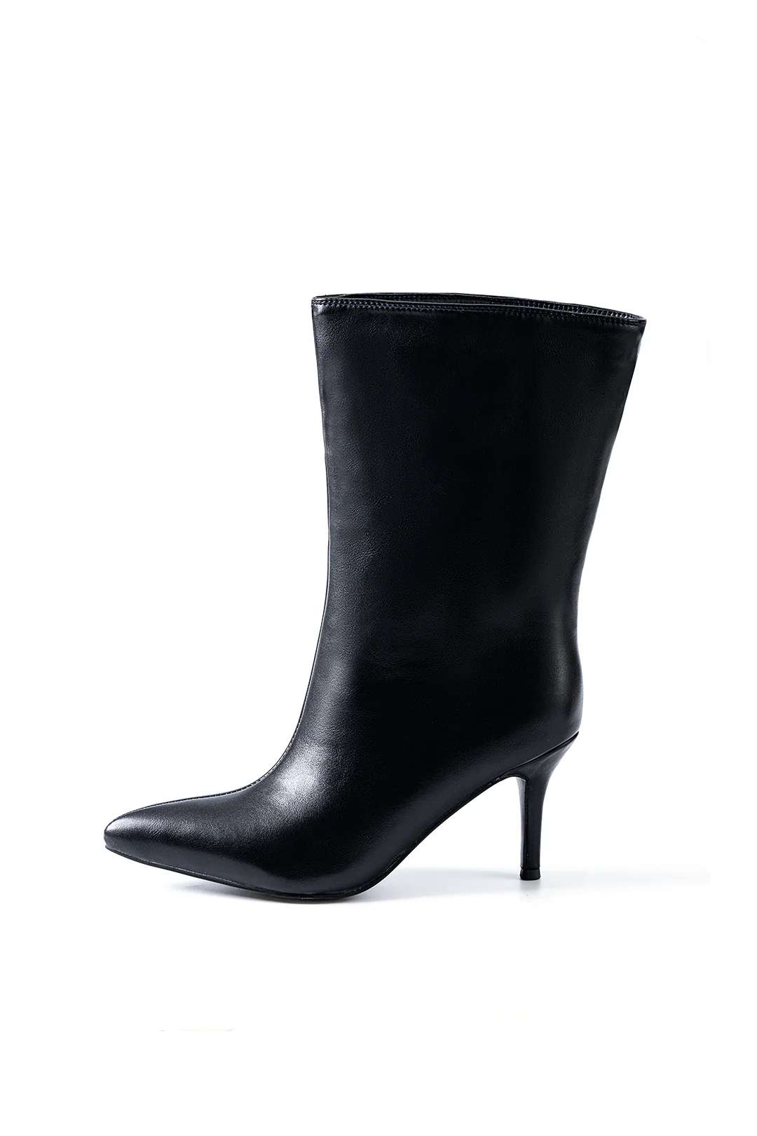 Faux Leather Pointed Toe Ankle Boots - Weenar