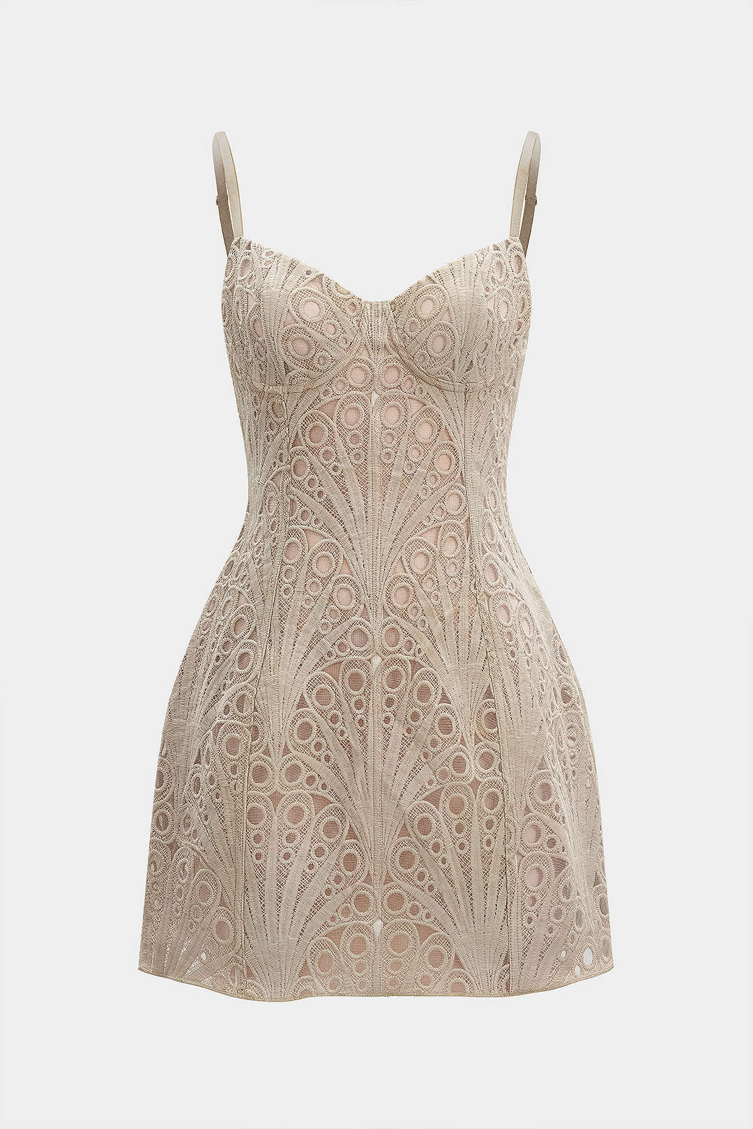 Lace Bustier Zipper Sleeveless Mini Dress - Weenar