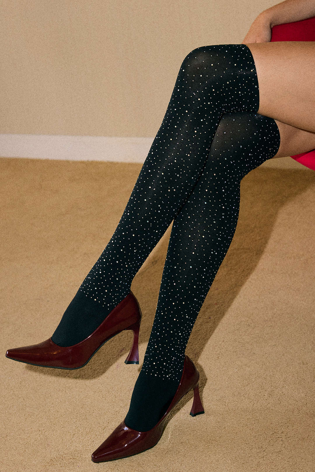 Rhinestone Decor Tights - Weenar