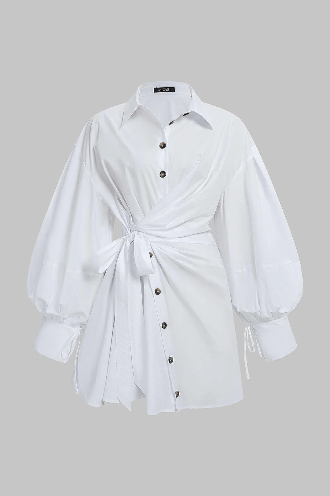Ruched Asymmetrical Tie-Front Mini Dress - Weenar