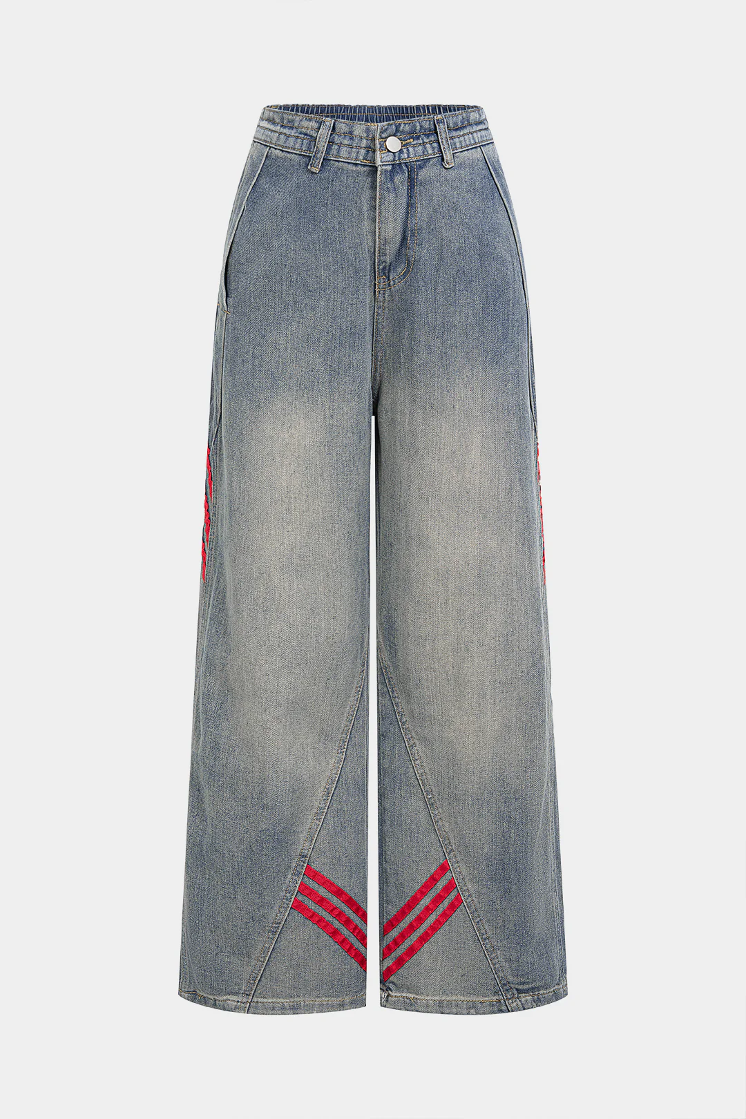 Denim Striped Straight Leg Jeans - Weenar