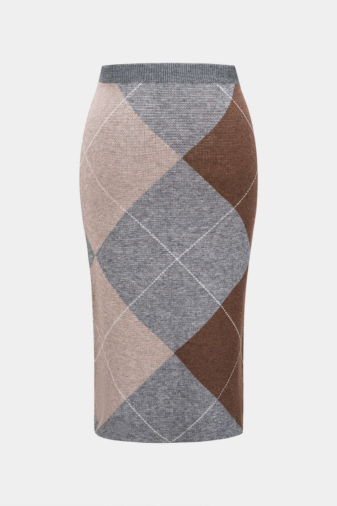 Plus Size Knit Contrast Plaid Print Skirt - Weenar