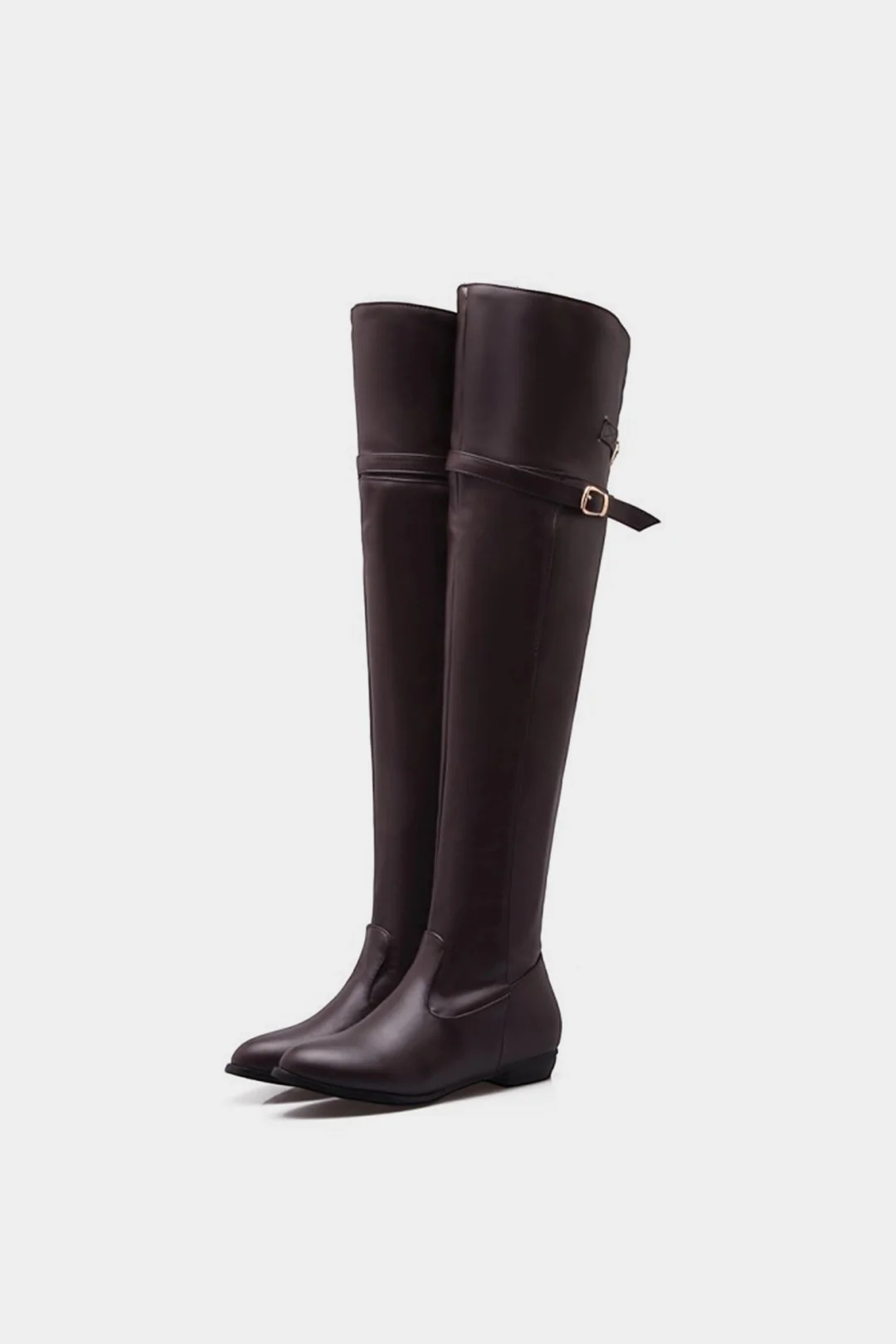 Leather Pointed Over The Knee Boots - Weenar