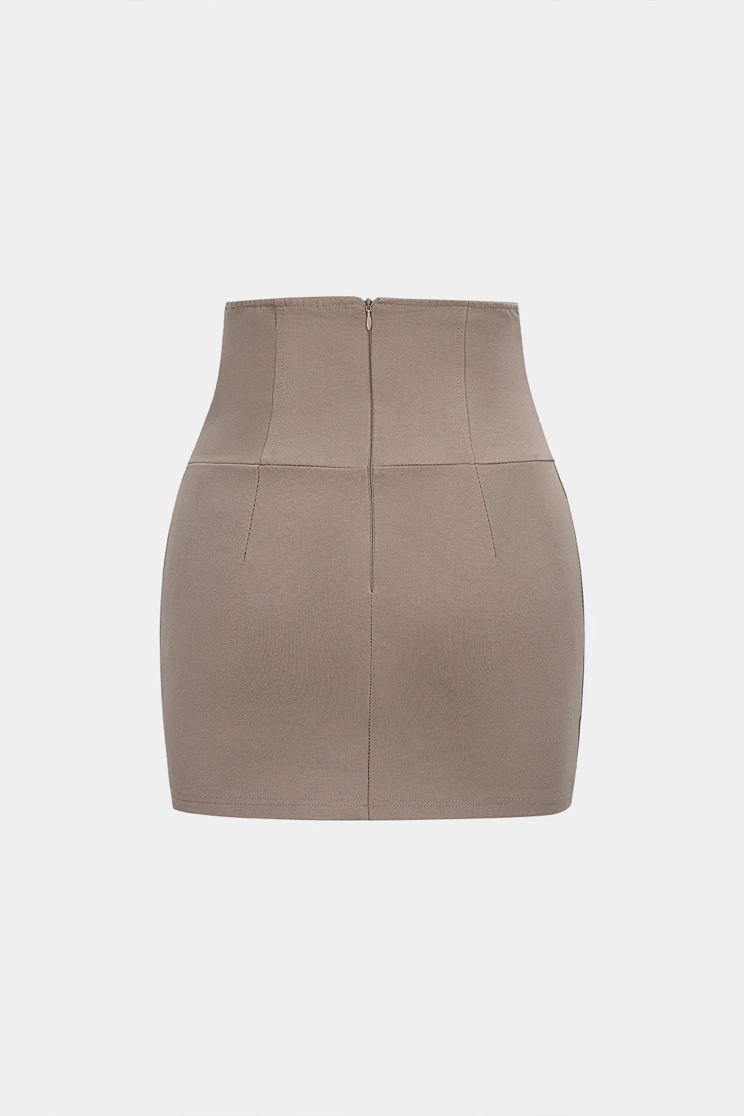 Solid Belted High Waist Mini Skirt - Weenar