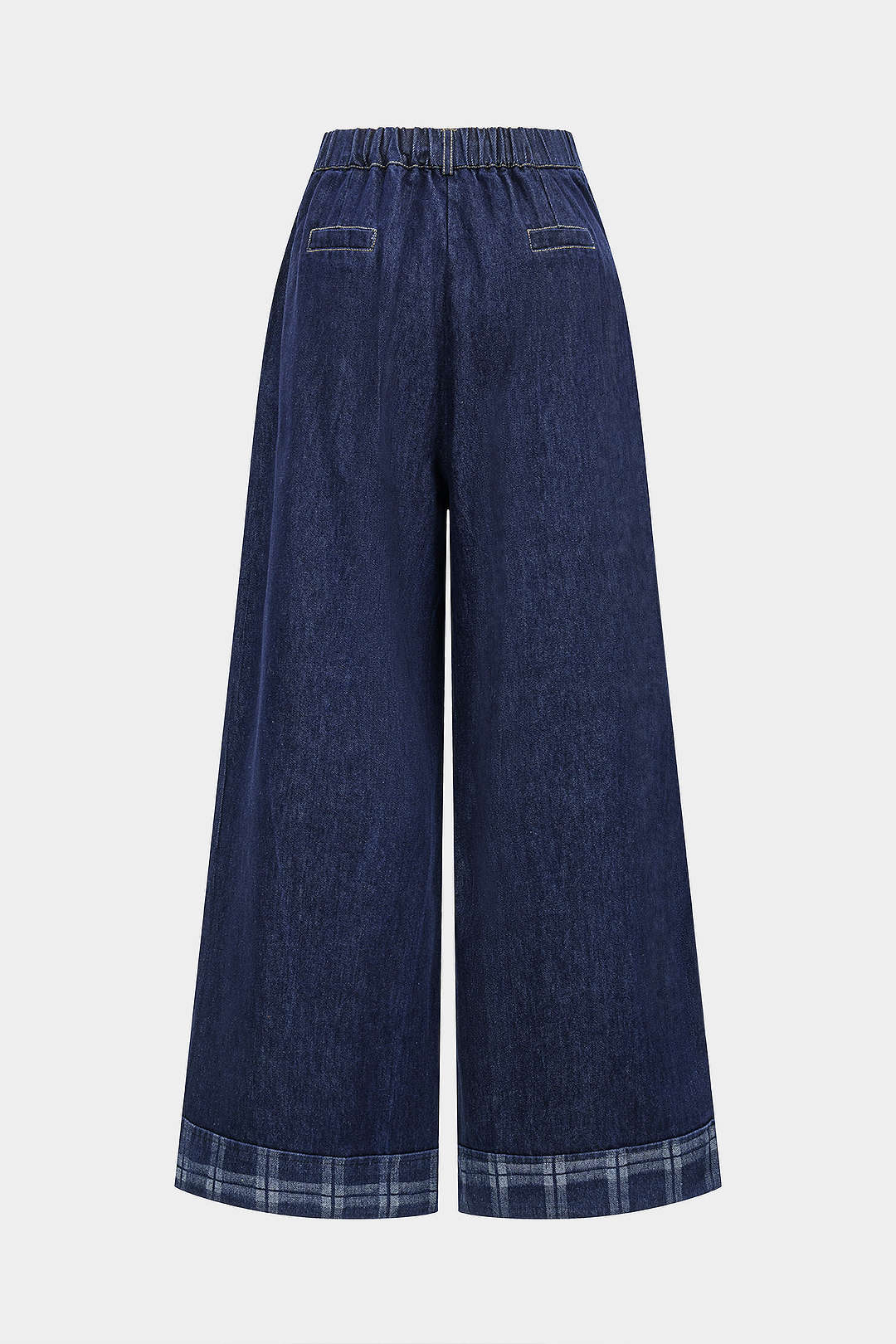 Denim Plaid Print Straight Leg Jeans - Weenar