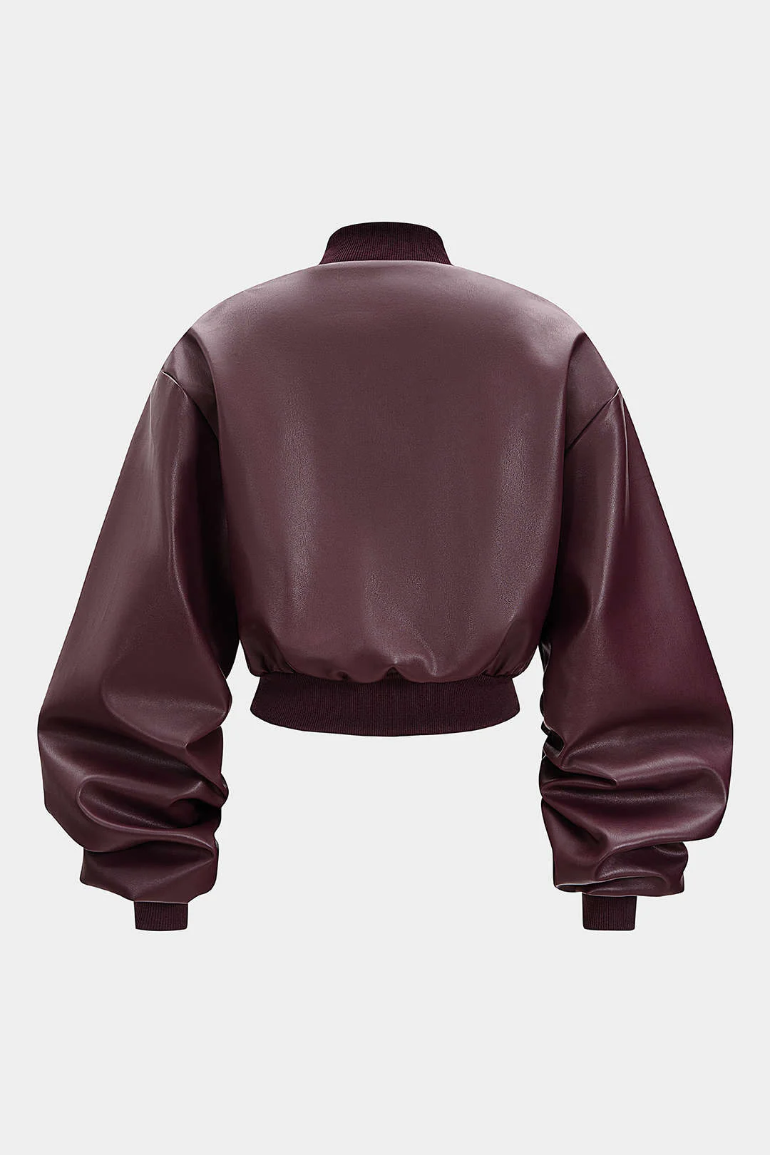 Faux Leather Patchwork Ribbed Jacket - Weenar