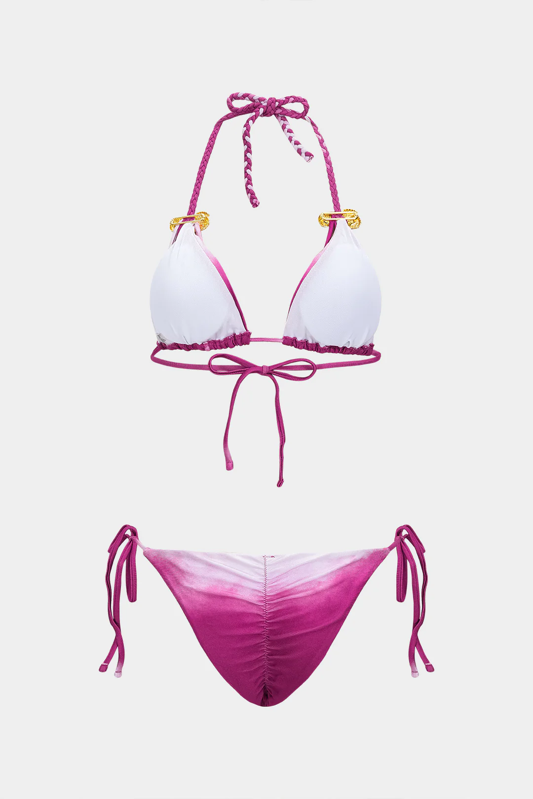 Ombre Print Halter Tie-Up Metallic Bikini Set - Weenar