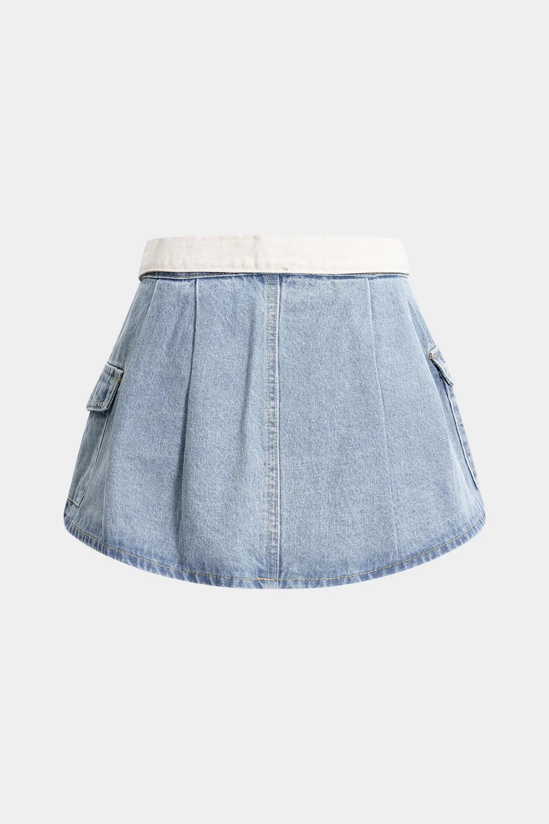 Denim Patchwork Pocket Skirt - Weenar