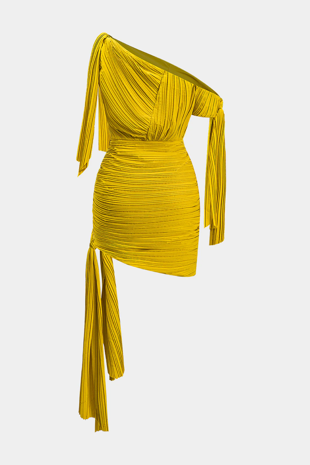 Pleated Sleeveless Asymmetrical Mini Dress - Weenar