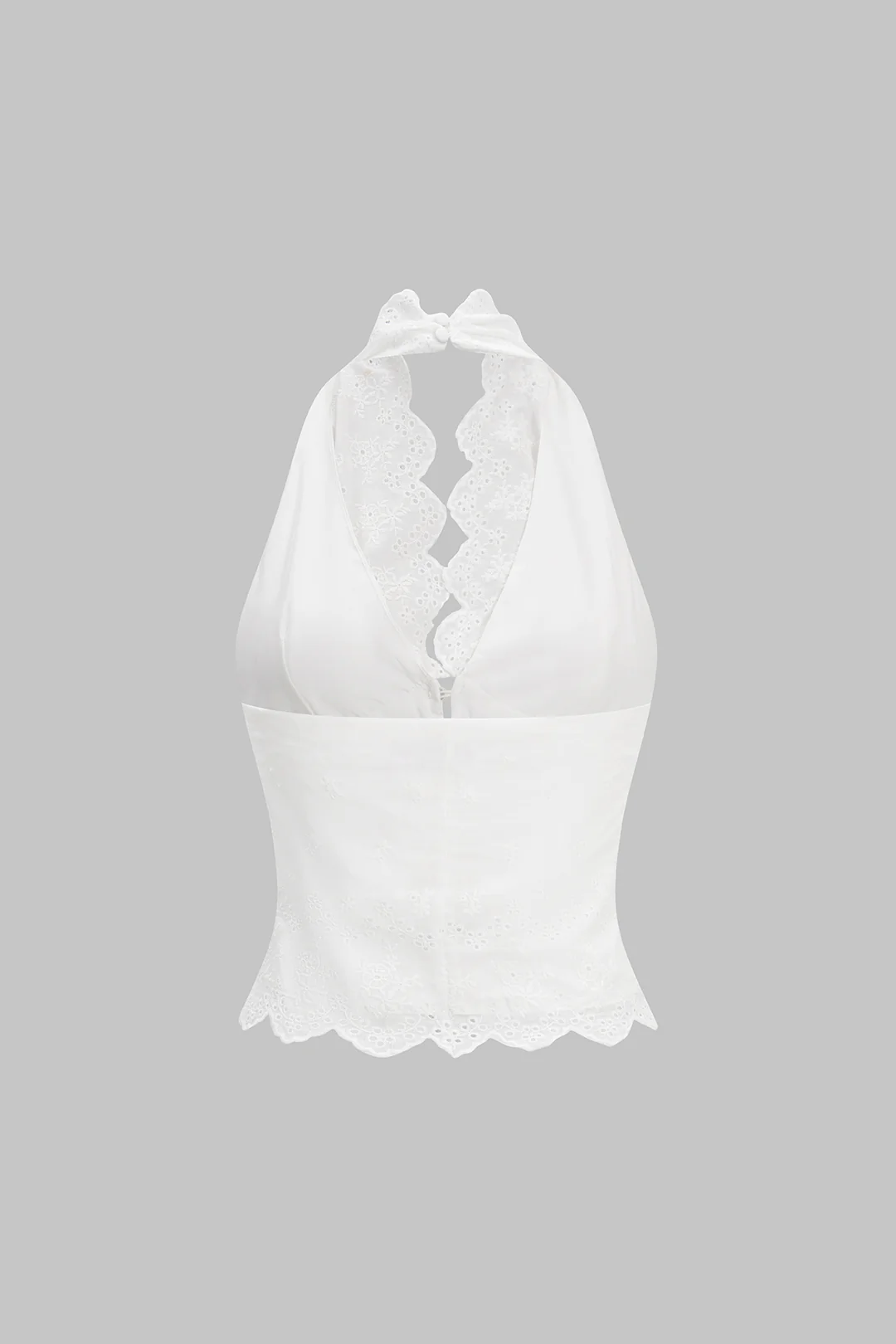 Halter Neck Button Backless Tank Top - Weenar