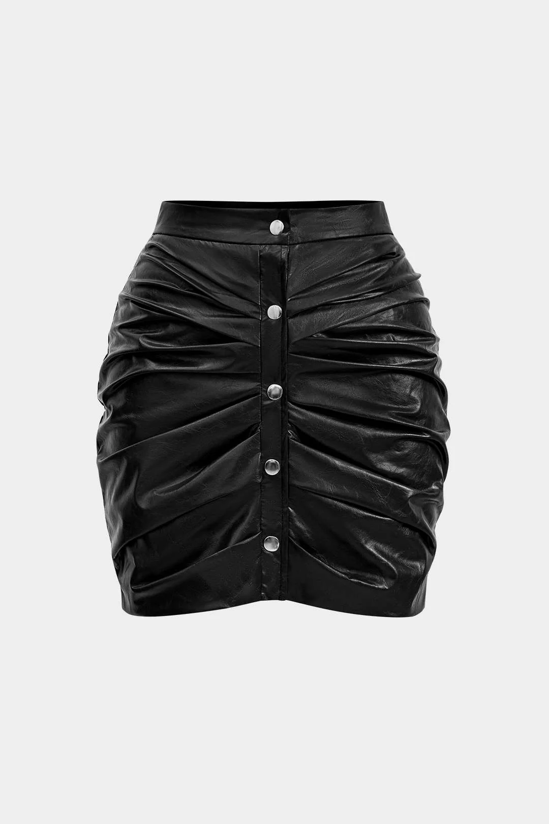 Faux Leather Ruched Skirt - Weenar
