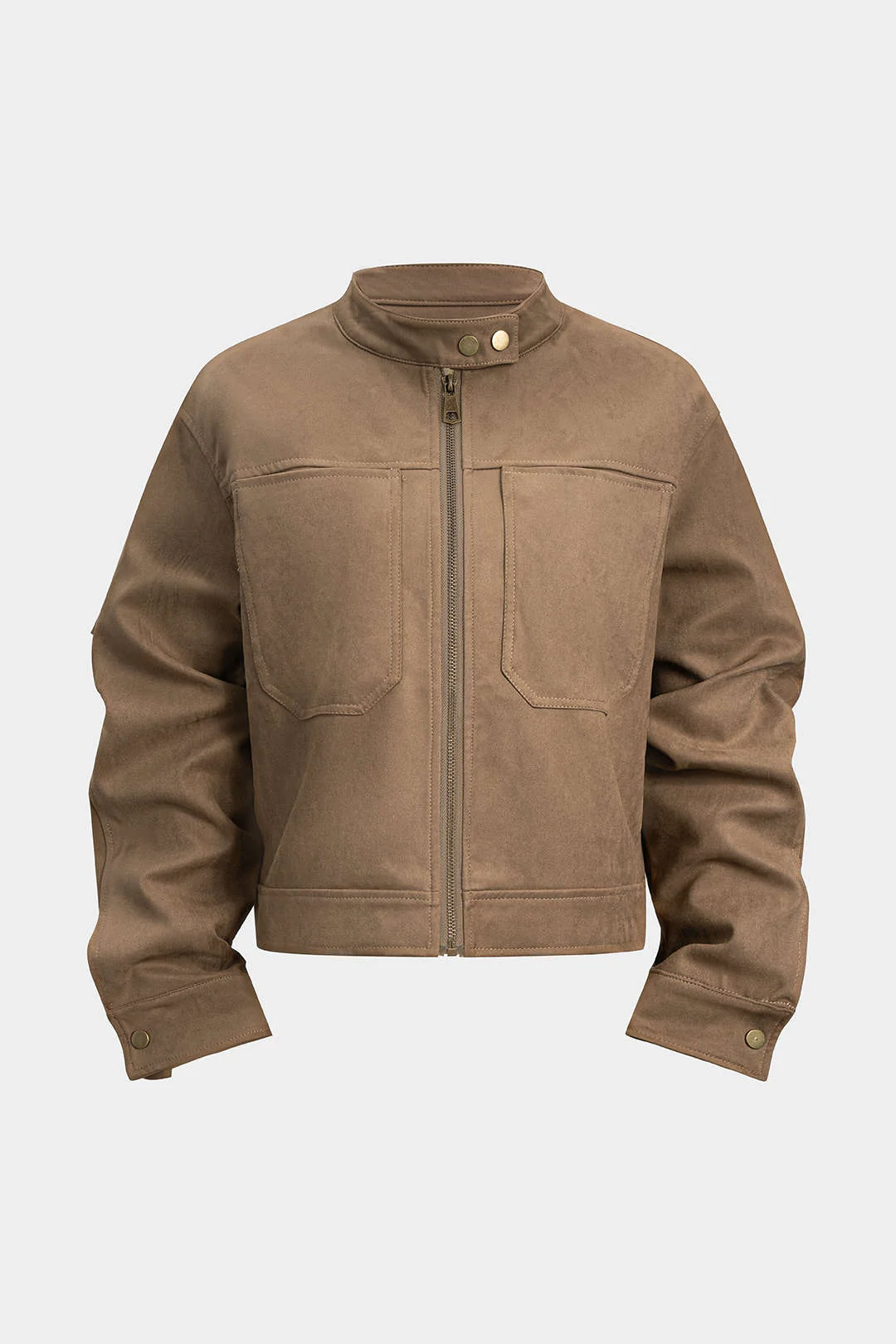 Suede Stand Collar Cropped Jacket - Weenar