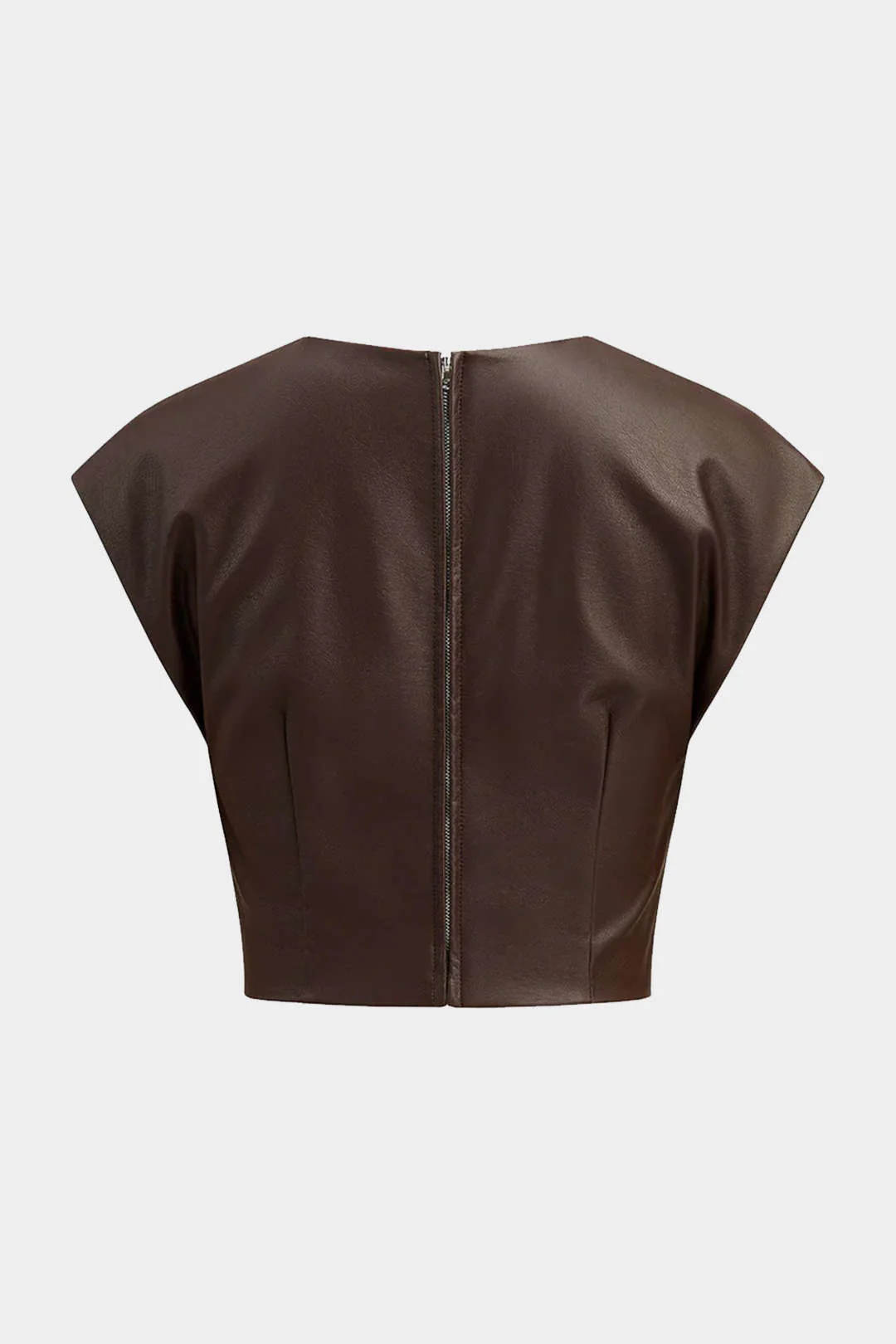 Faux Leather Zipper Twist Knot Tank Top - Weenar