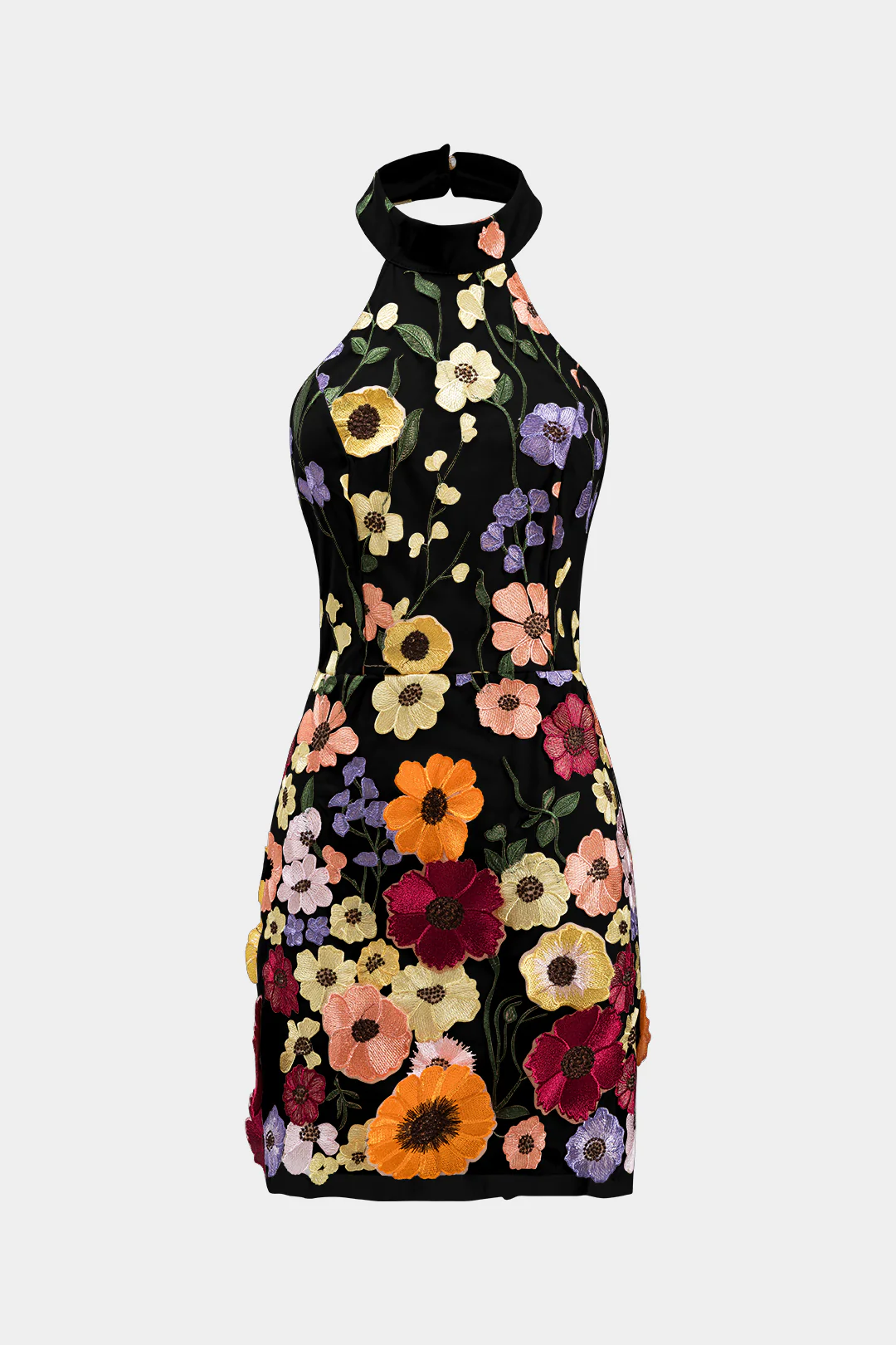 Jacquard Halter Neck Backless Sleeveless Mini Dress - Weenar
