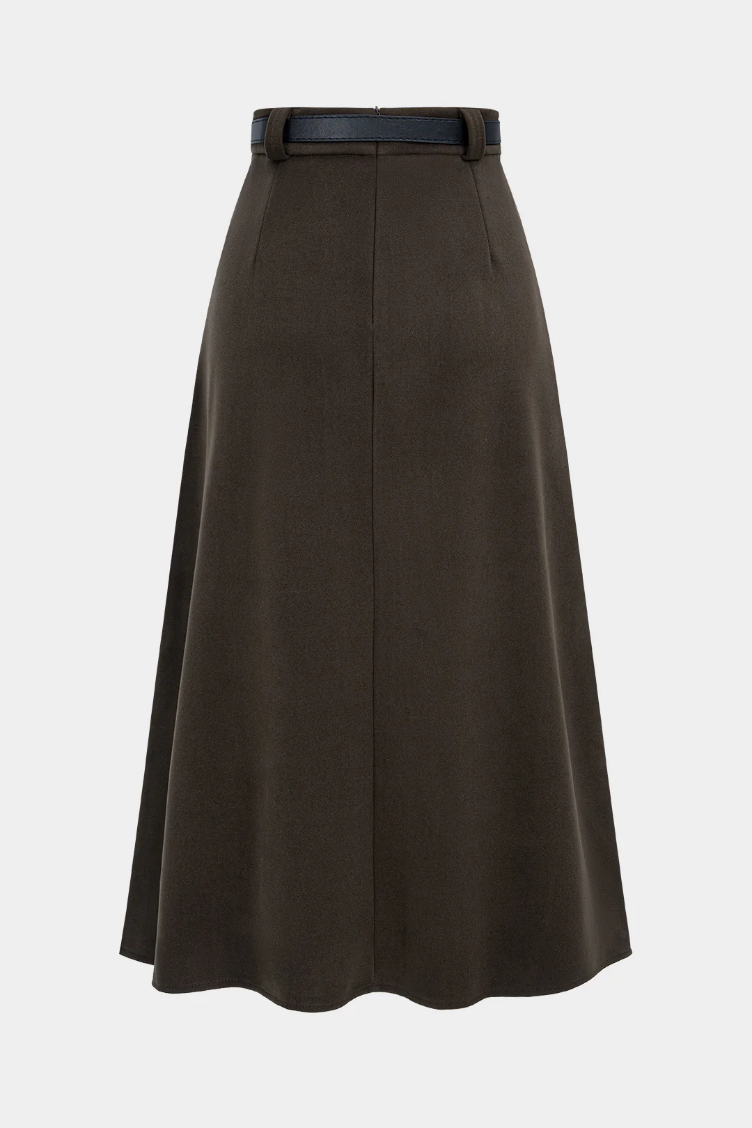 Woolen Pleated Belted High Waist Skirt - Weenar