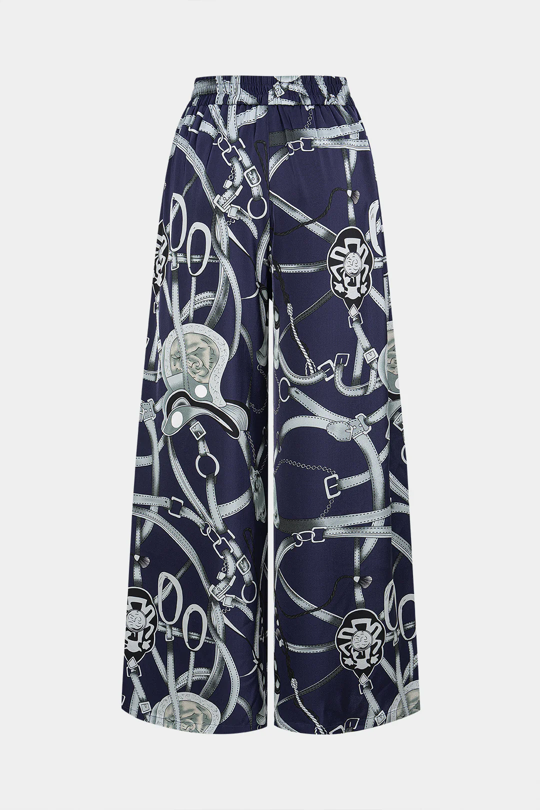 Abstract Print Satin High Waist Pants - Weenar