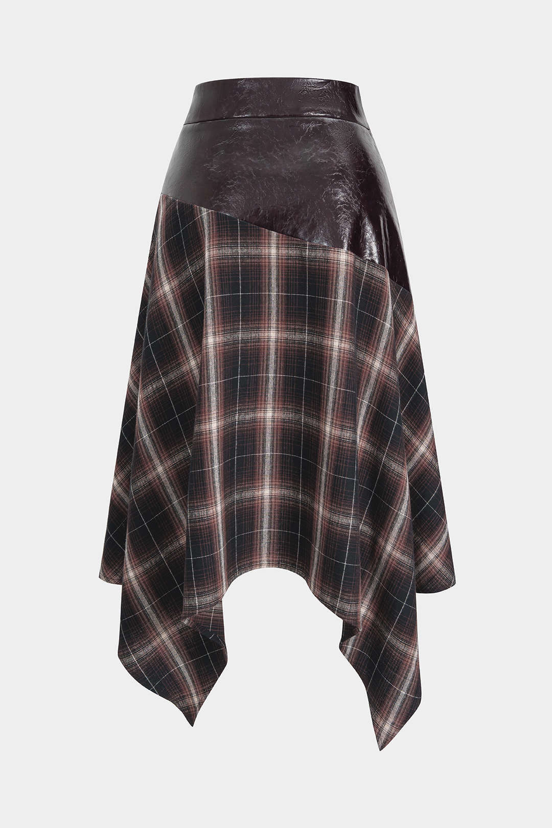 Patchwork Faux Leather Irregular Hem Skirt - Weenar