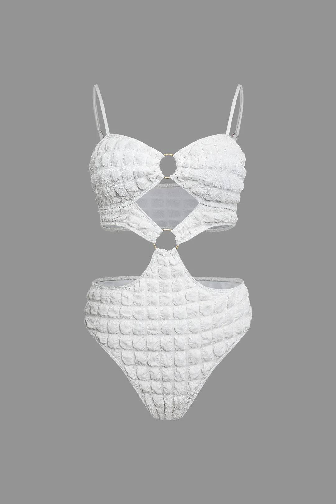 Metallic Decor Hollow Out Ruched Swimsuit - Weenar
